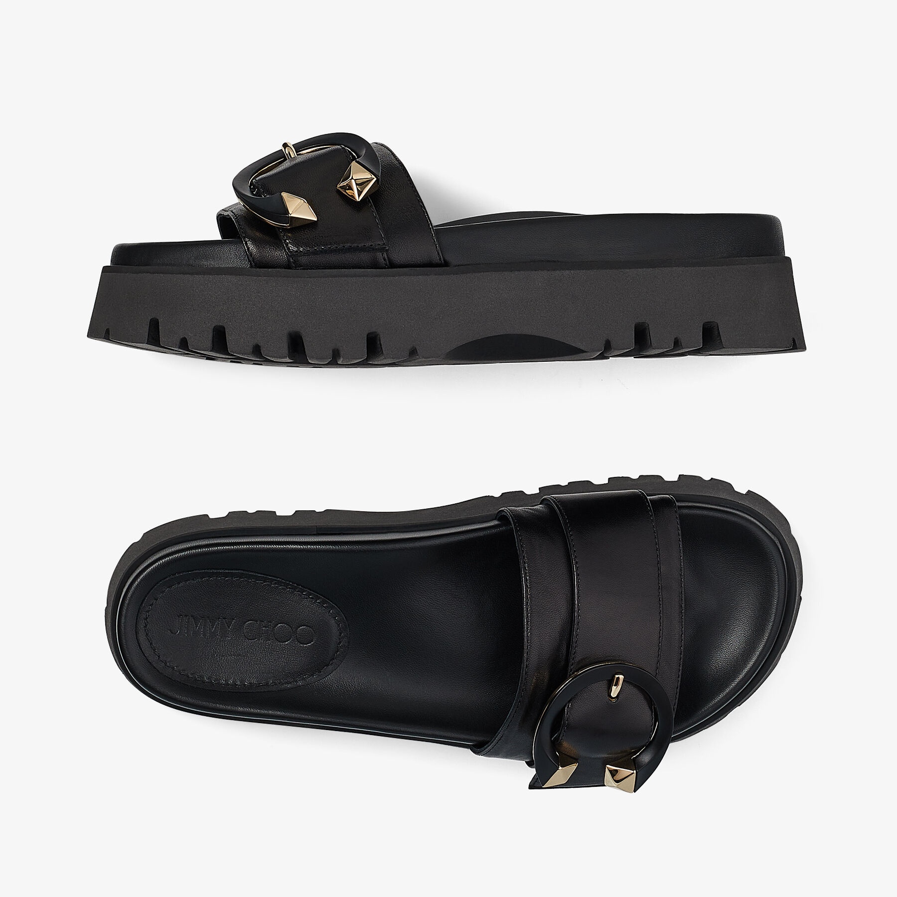 Maiti Flat
Black Nappa Leather Flat Sandals with C-Buckle - 5