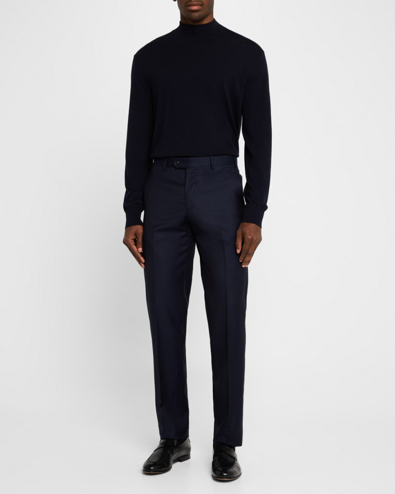GIORGIO ARMANI Men's Solid Wool Flat-Front Trousers outlook