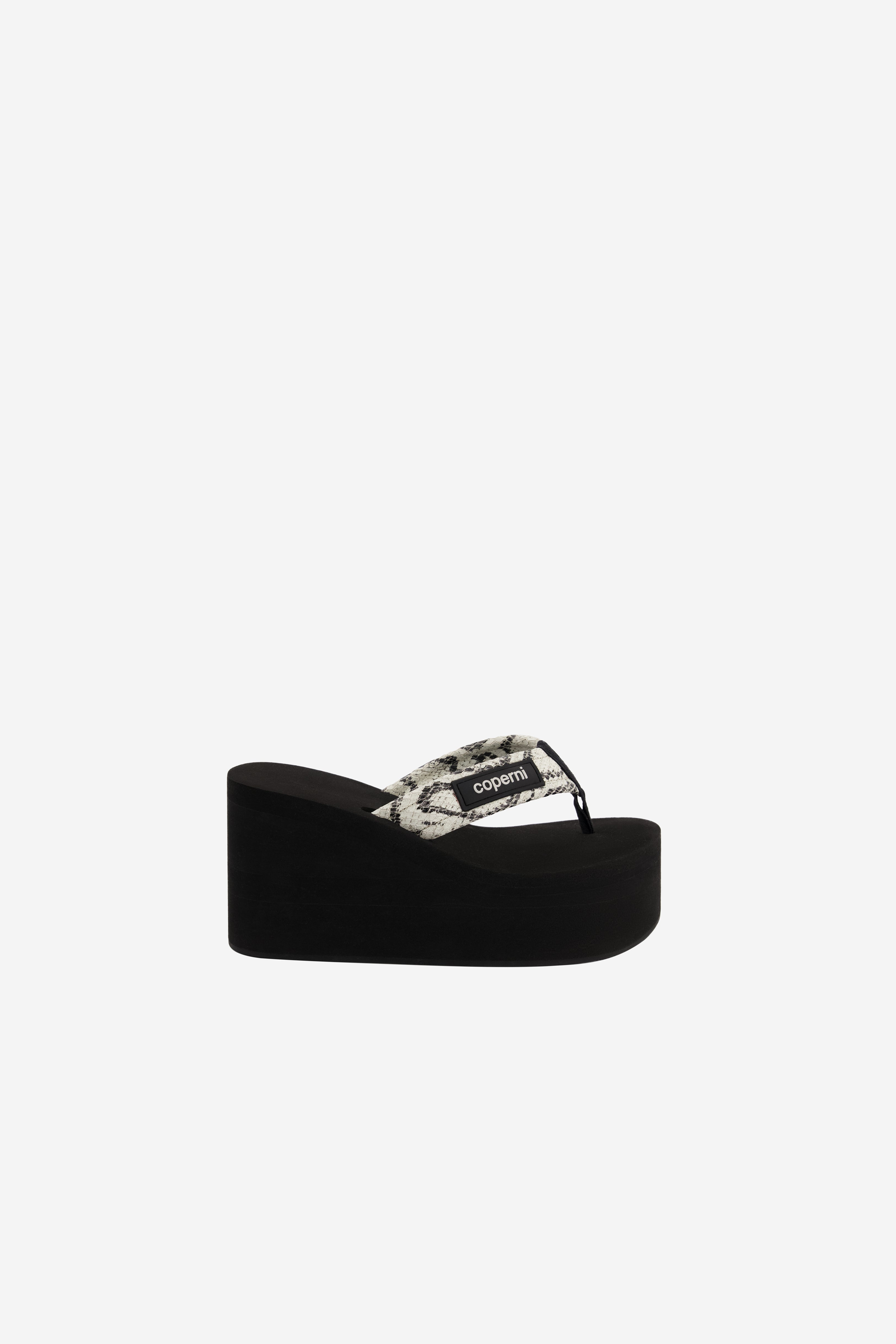 Snake Print Branded Wedge Sandal - 1