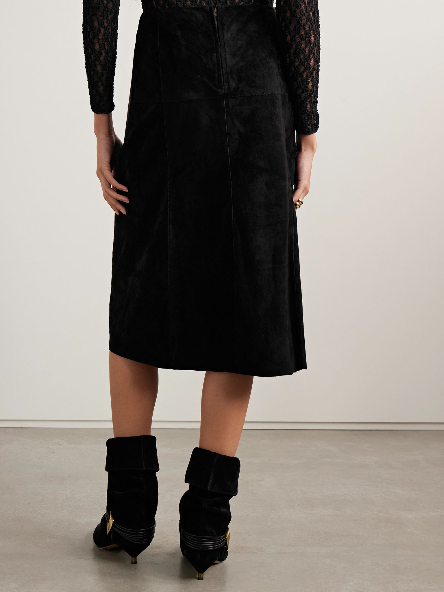 Devy suede midi skirt Black - 4