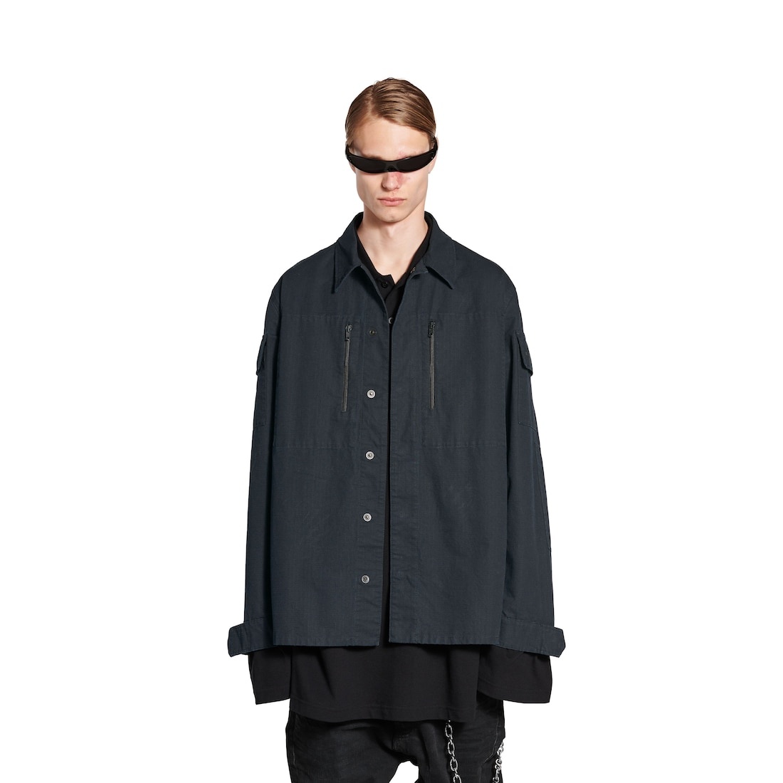 Men's Military Shirt in Dark Grey - 5