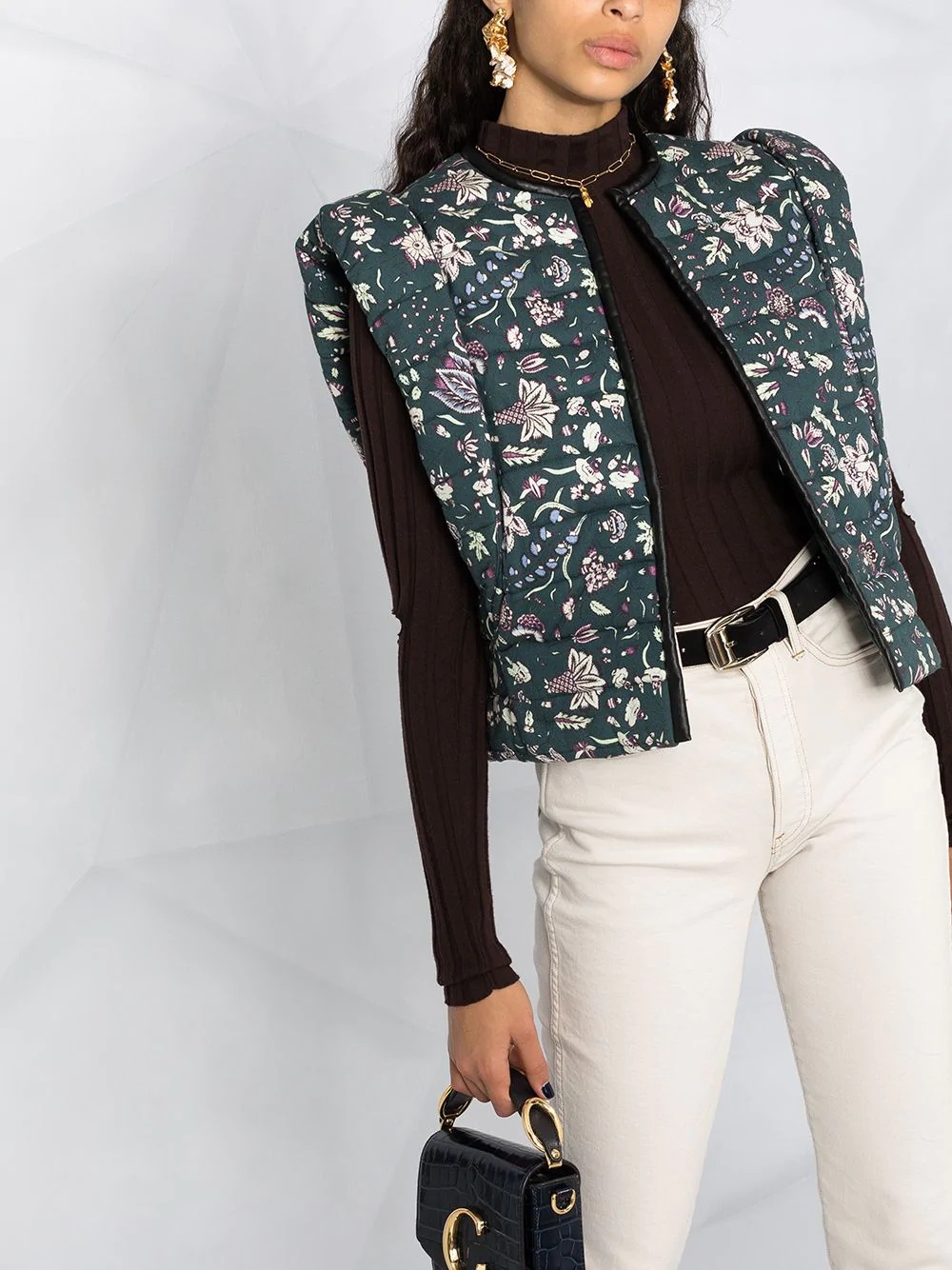 Adiena padded floral-print gilet - 5