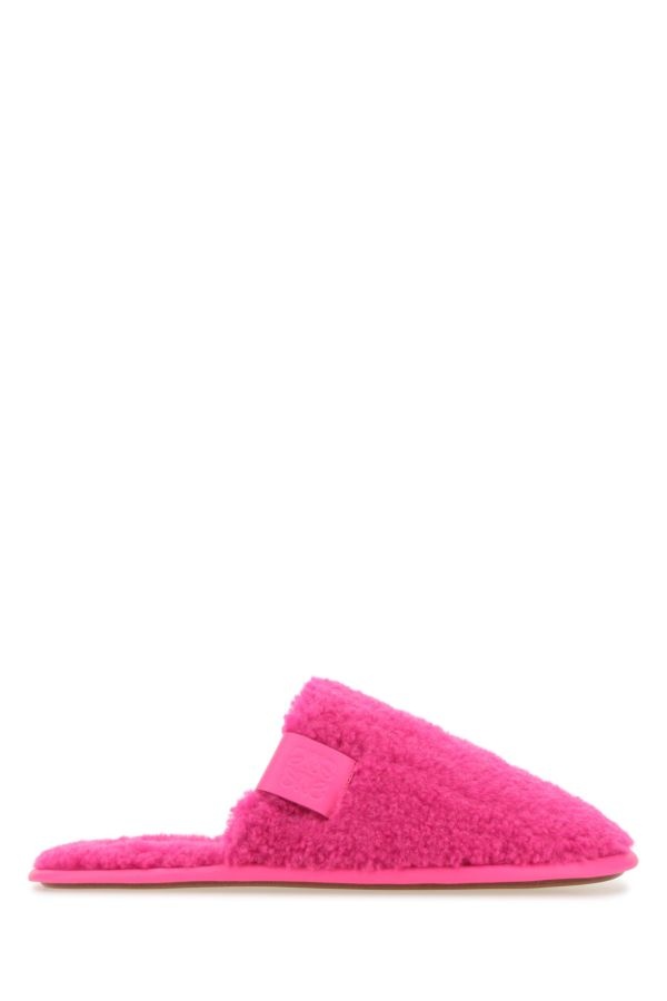 Loewe Woman Fluo Pink Pile Slippers - 1