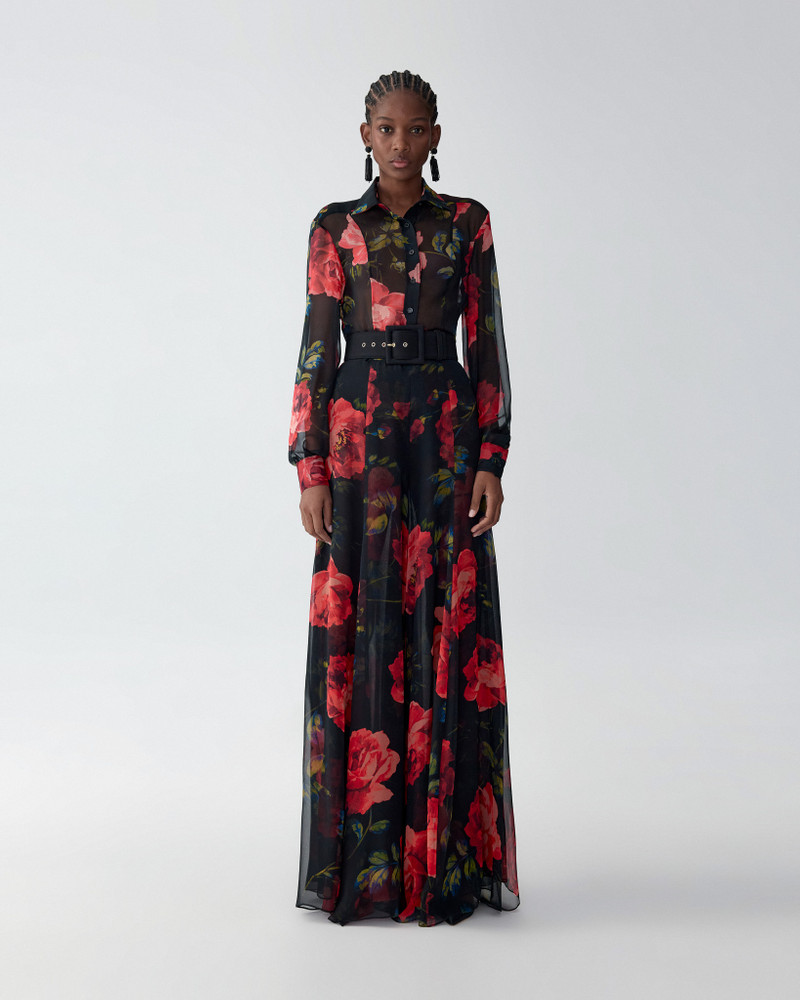 CAROLINA HERRERA Rose-Print Chiffon Shirt outlook