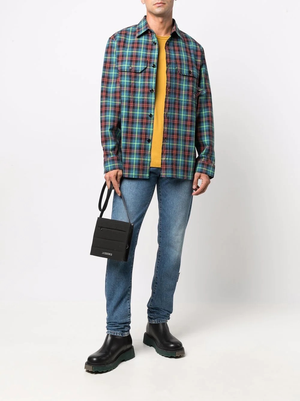 flap pocket checked shirt - 2