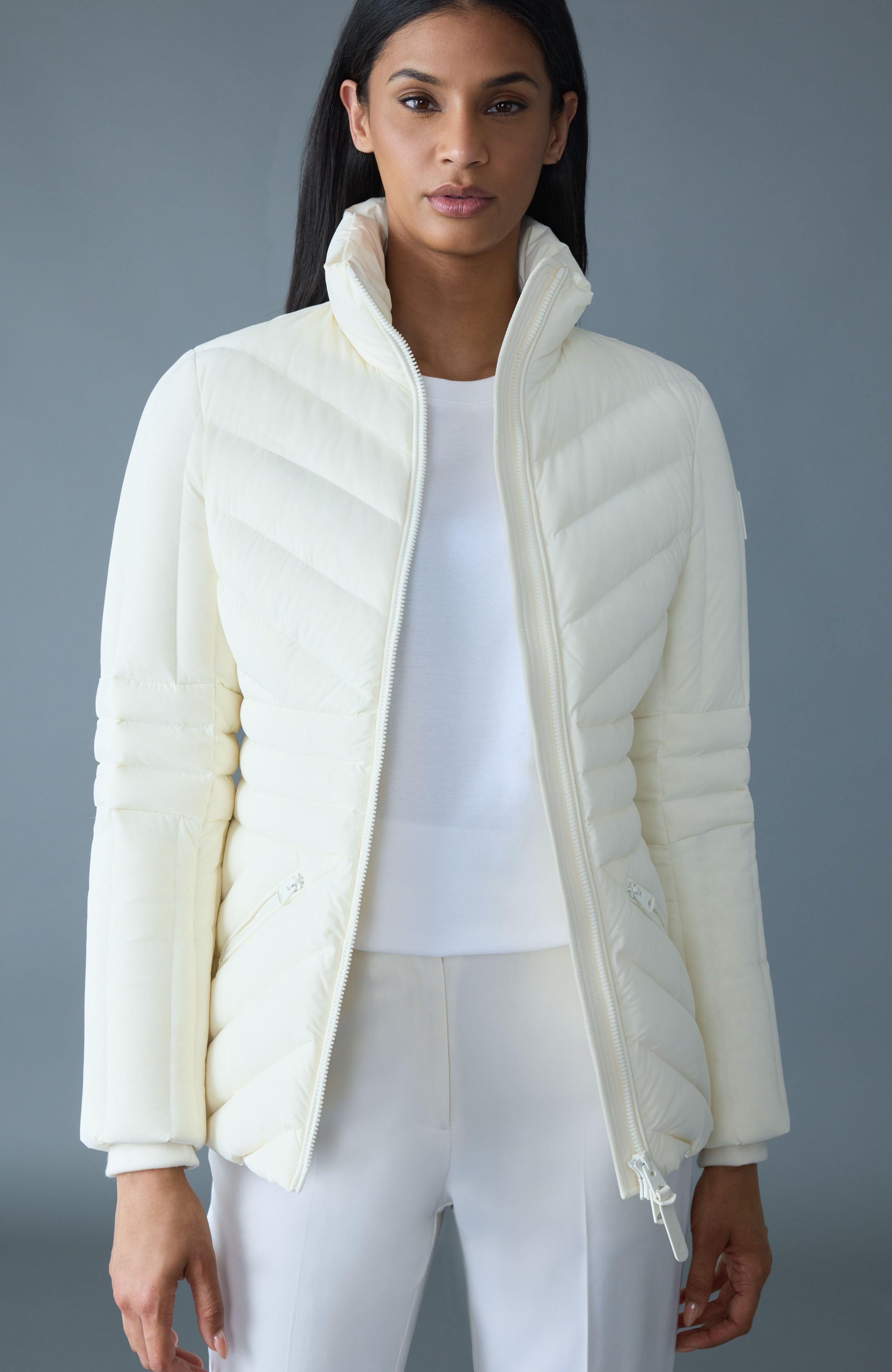 NADIA-SHZ Hooded Down Jacket With Shearling Trim - 5
