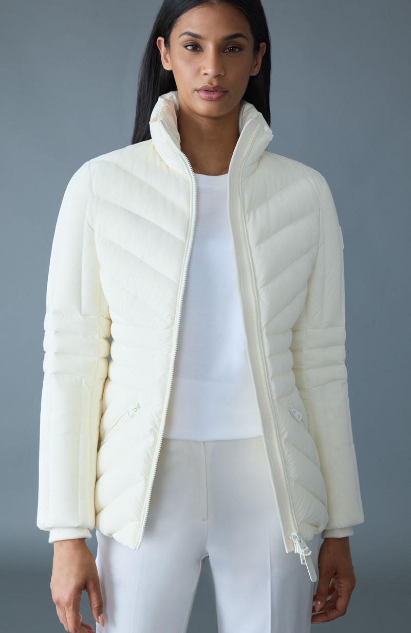 NADIA-SHZ Hooded Down Jacket With Shearling Trim 5