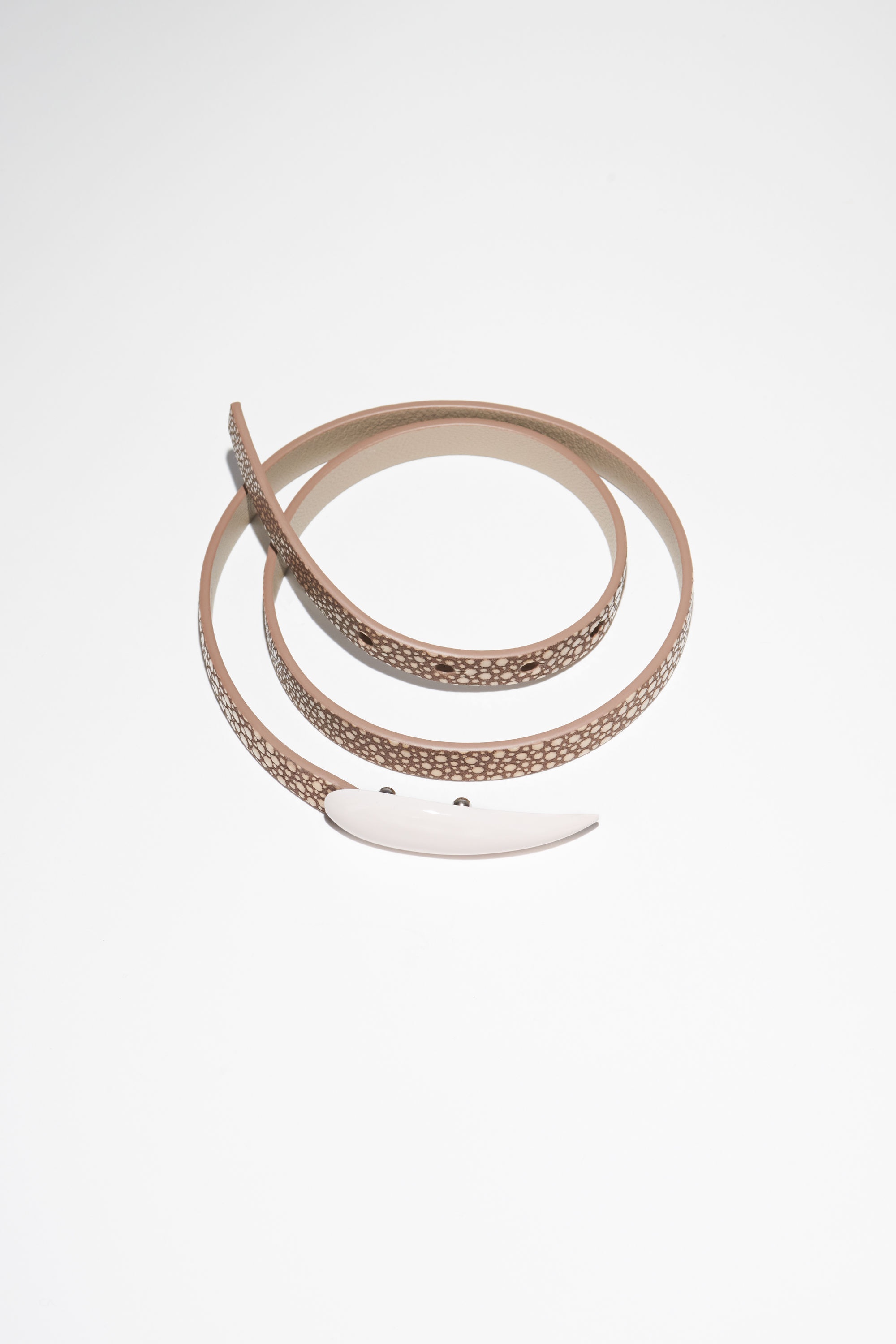 Leather nail bracelet - Beige - 1