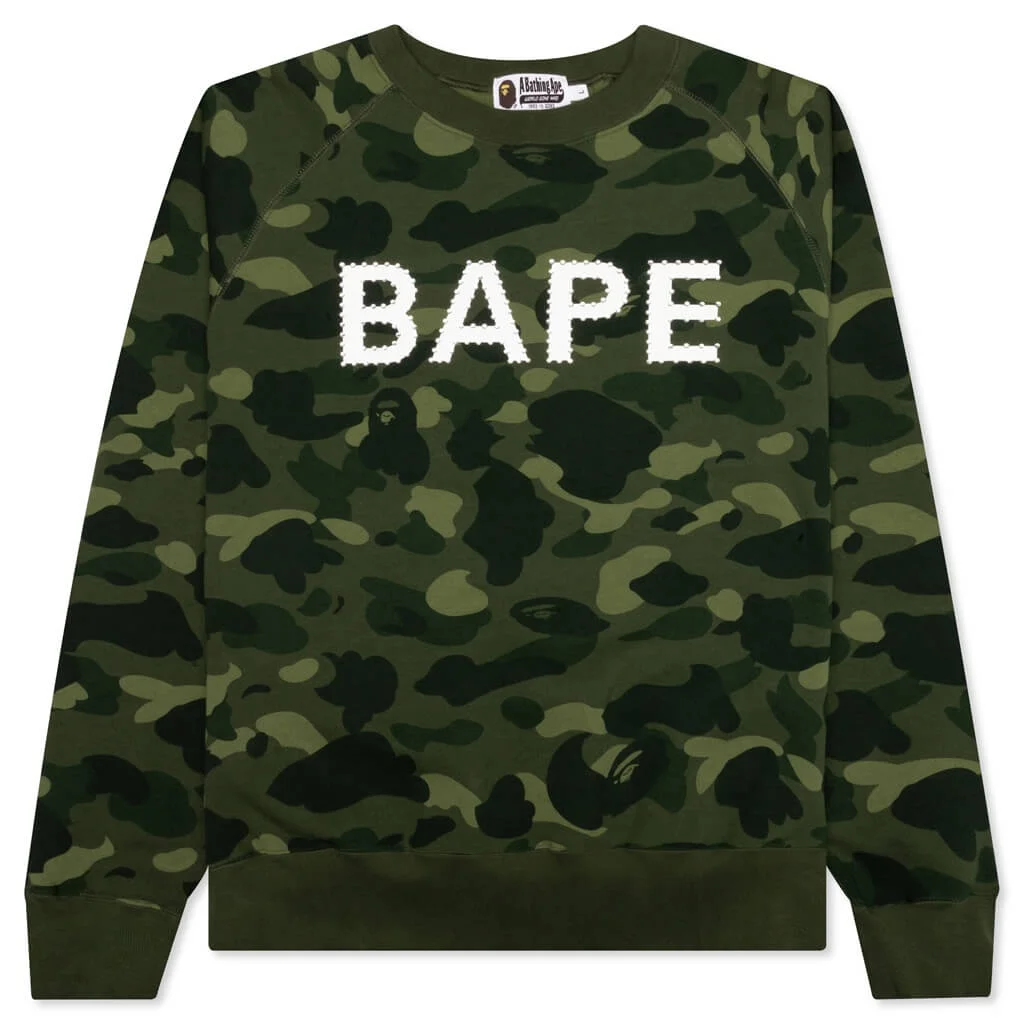 COLOR CAMO CRYSTAL STONE RELAXED FIT CREWNECK - GREEN - 1