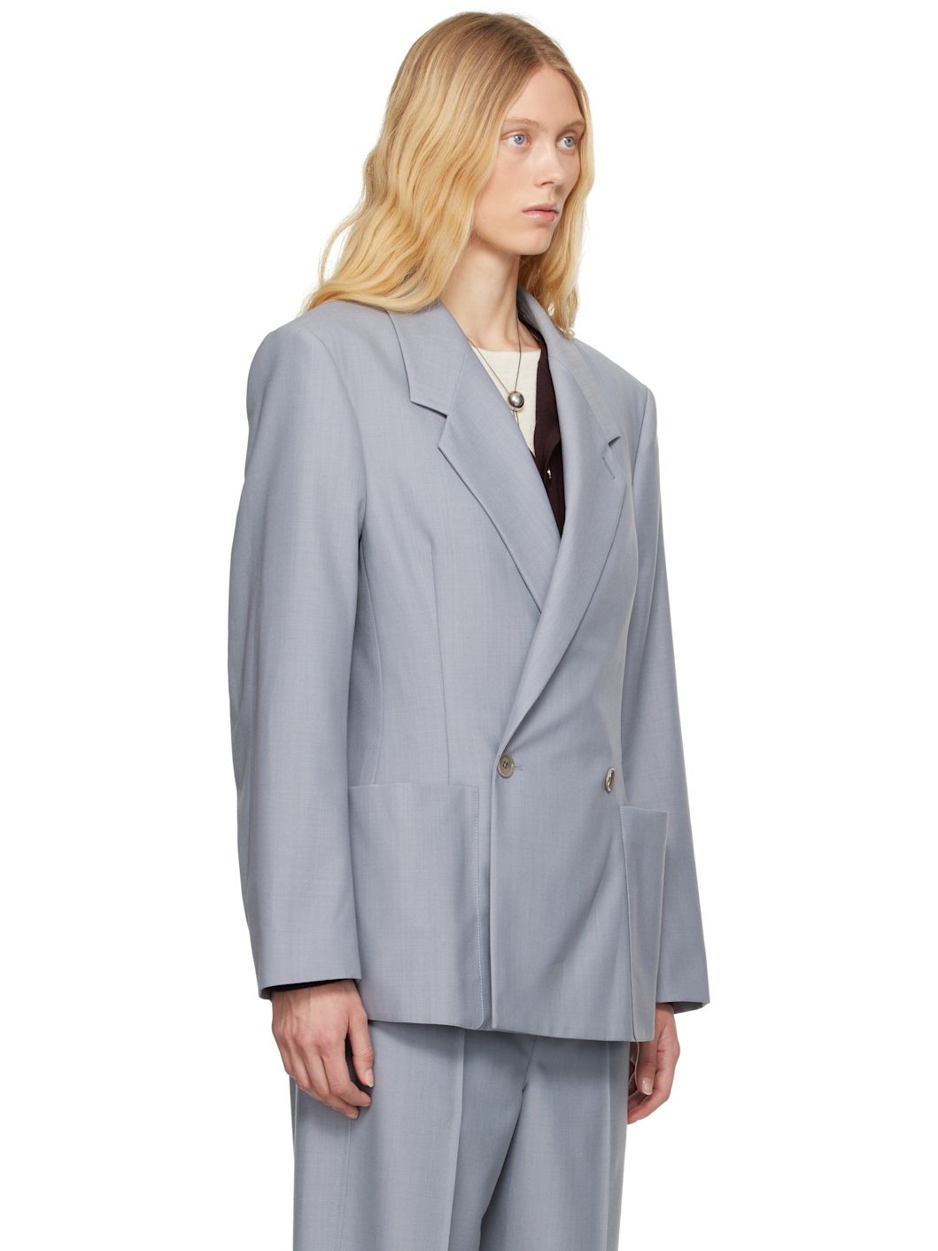 Blue Double Breasted Tailored Blazer - 2