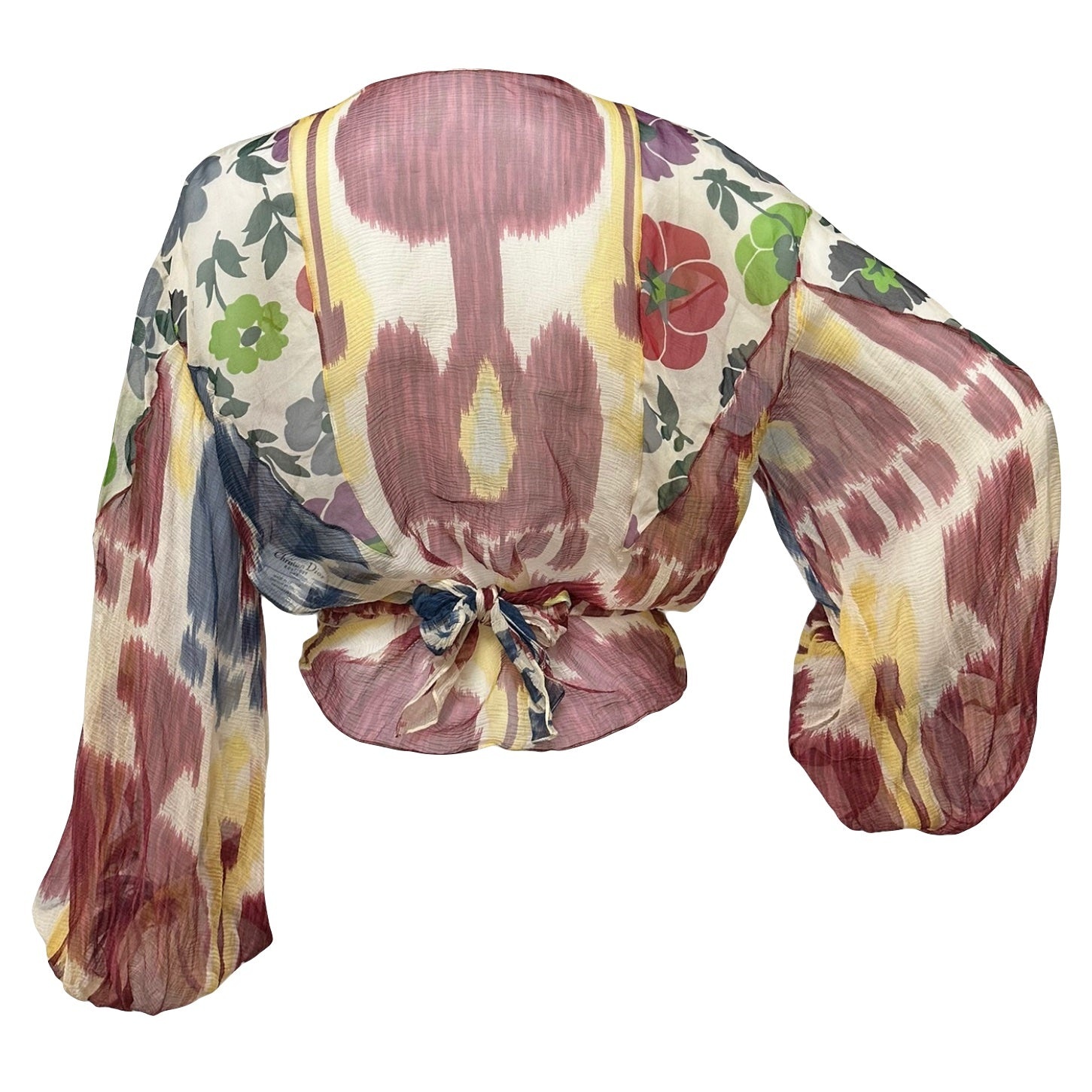 CHRISTIAN DIOR Fall Winter 2001 Floral Print Wrap Sheer Cardigan - 2