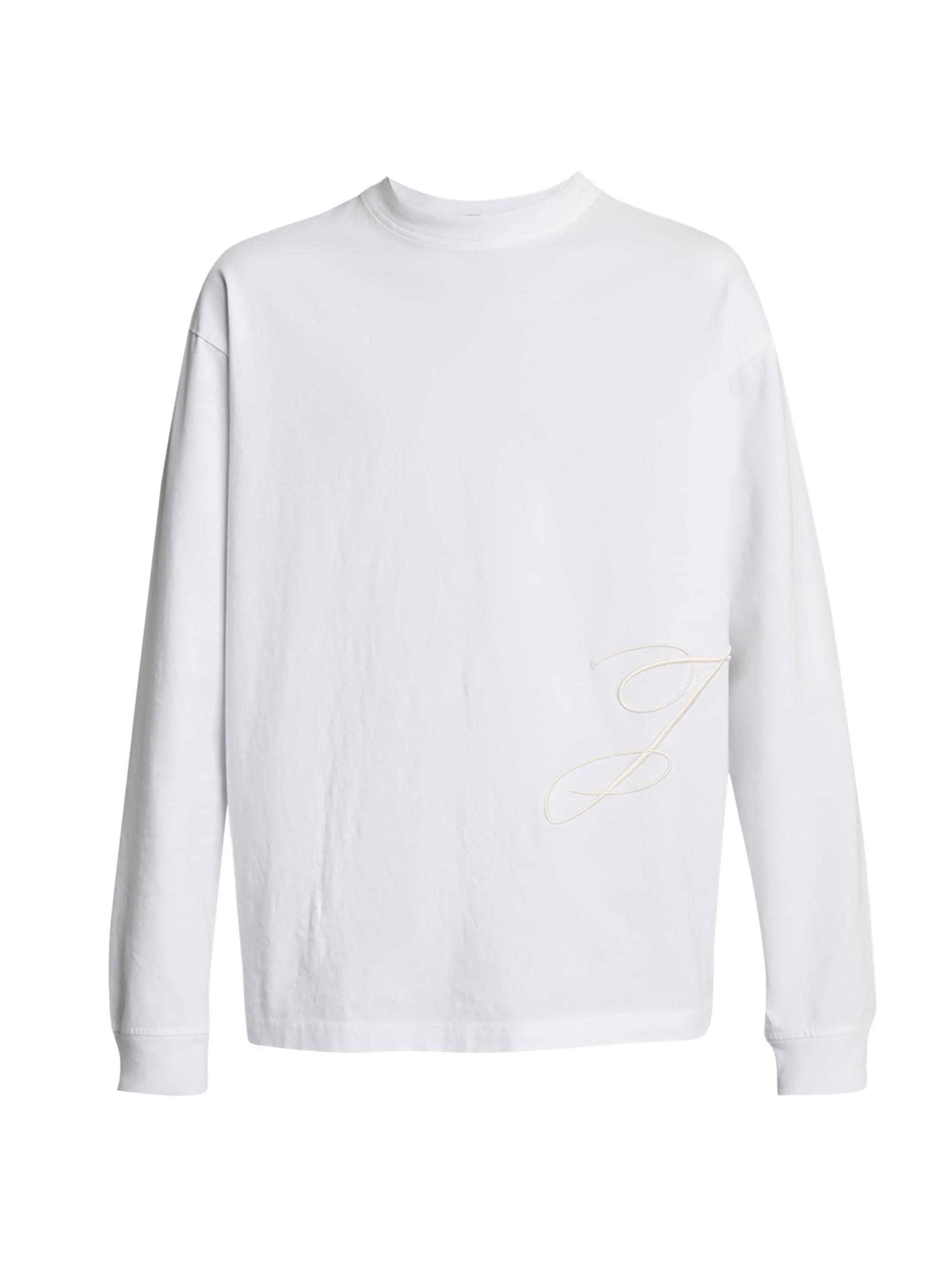 Men's J-Embroidered Long-Sleeve T-Shirt - White - 1