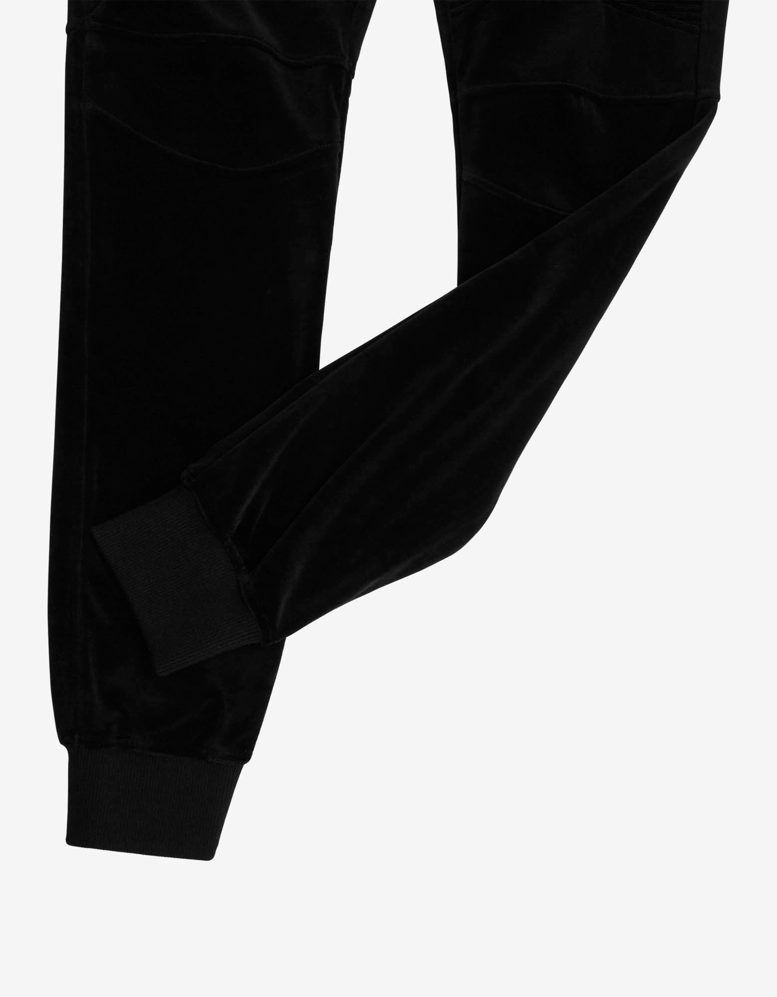 Balmain Black Velvet Biker Sweat Pants - 4