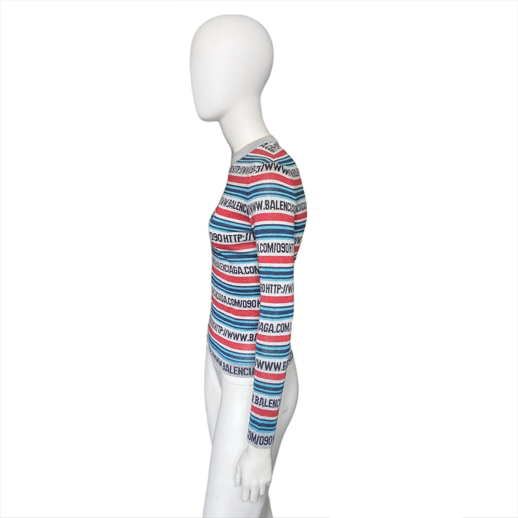 Balenciaga Website Url glitter jacquard knit striped sweater top 38 - 4