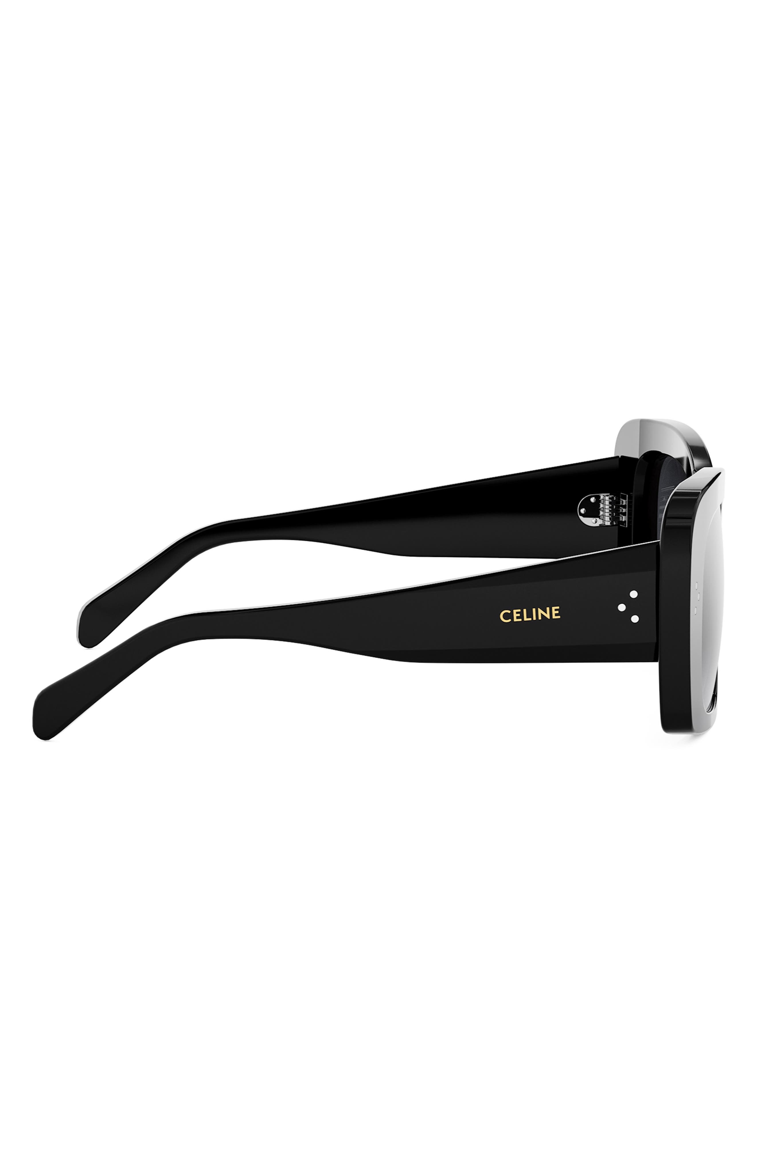 CELINE Bold 3 Dots 53mm Geometric Sunglasses in Shiny Black /Gradient Smoke at Nordstrom - 3