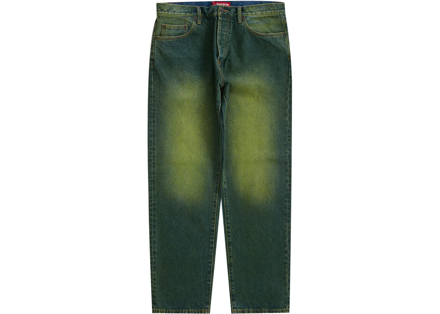 Supreme Regular Jean Overspray Green - 1