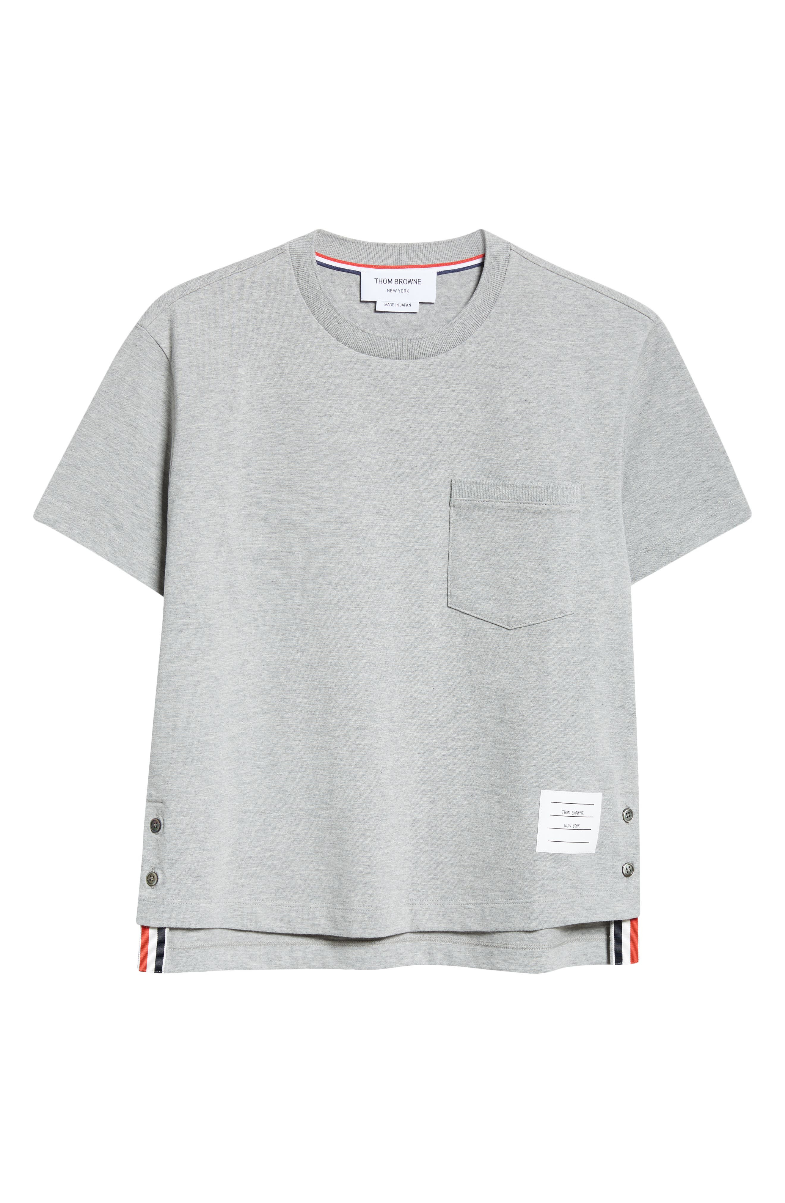 Thom Browne Medium Weight Cotton Jersey Boxy Pocket Tee in Light Grey at Nordstrom - 5
