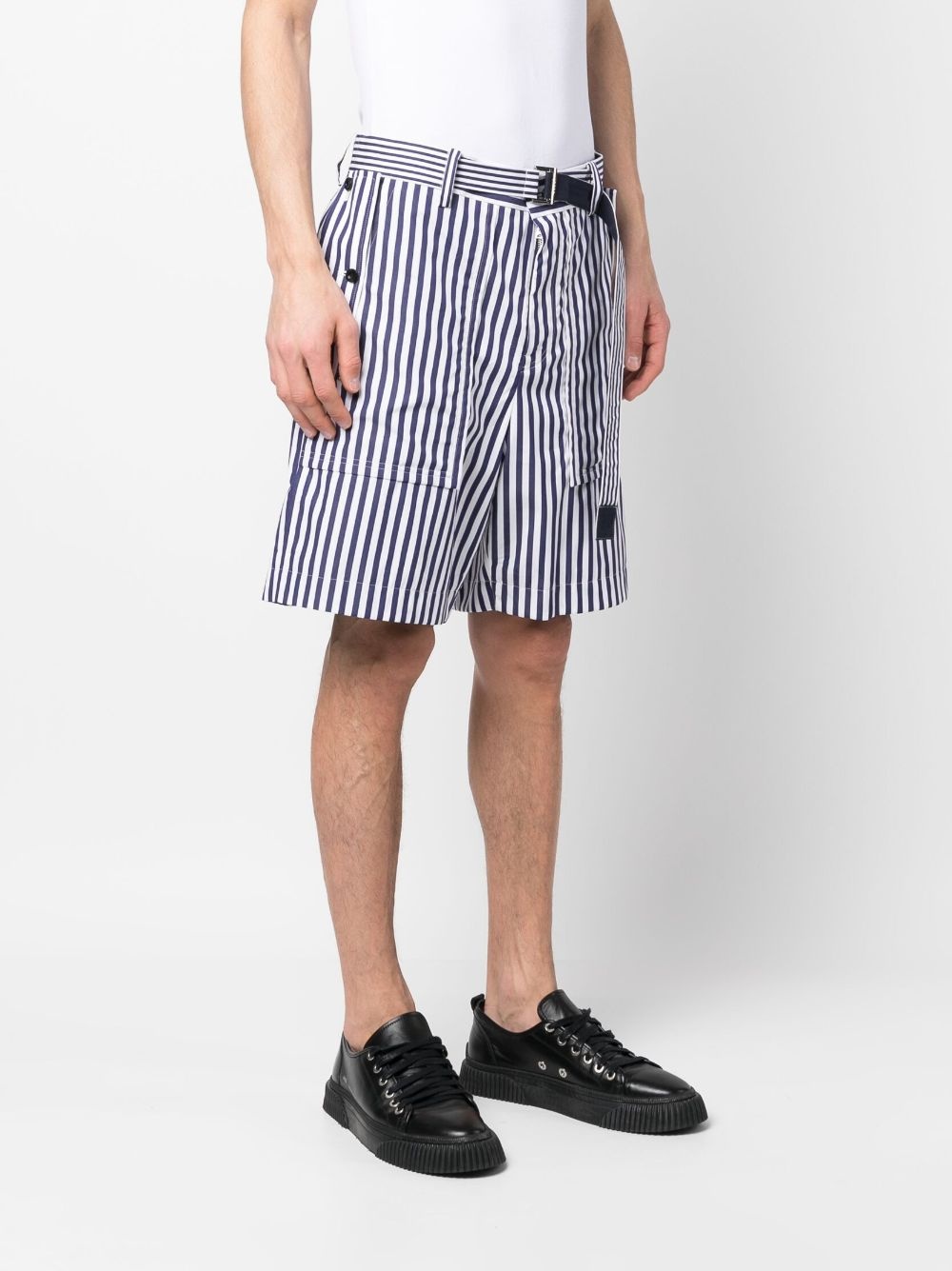 vertical-stripe print cotton shorts - 3