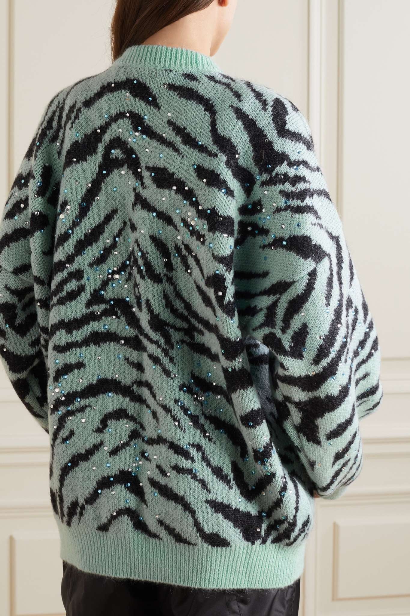 Embellished zebra-jacquard mohair-blend cardigan - 4