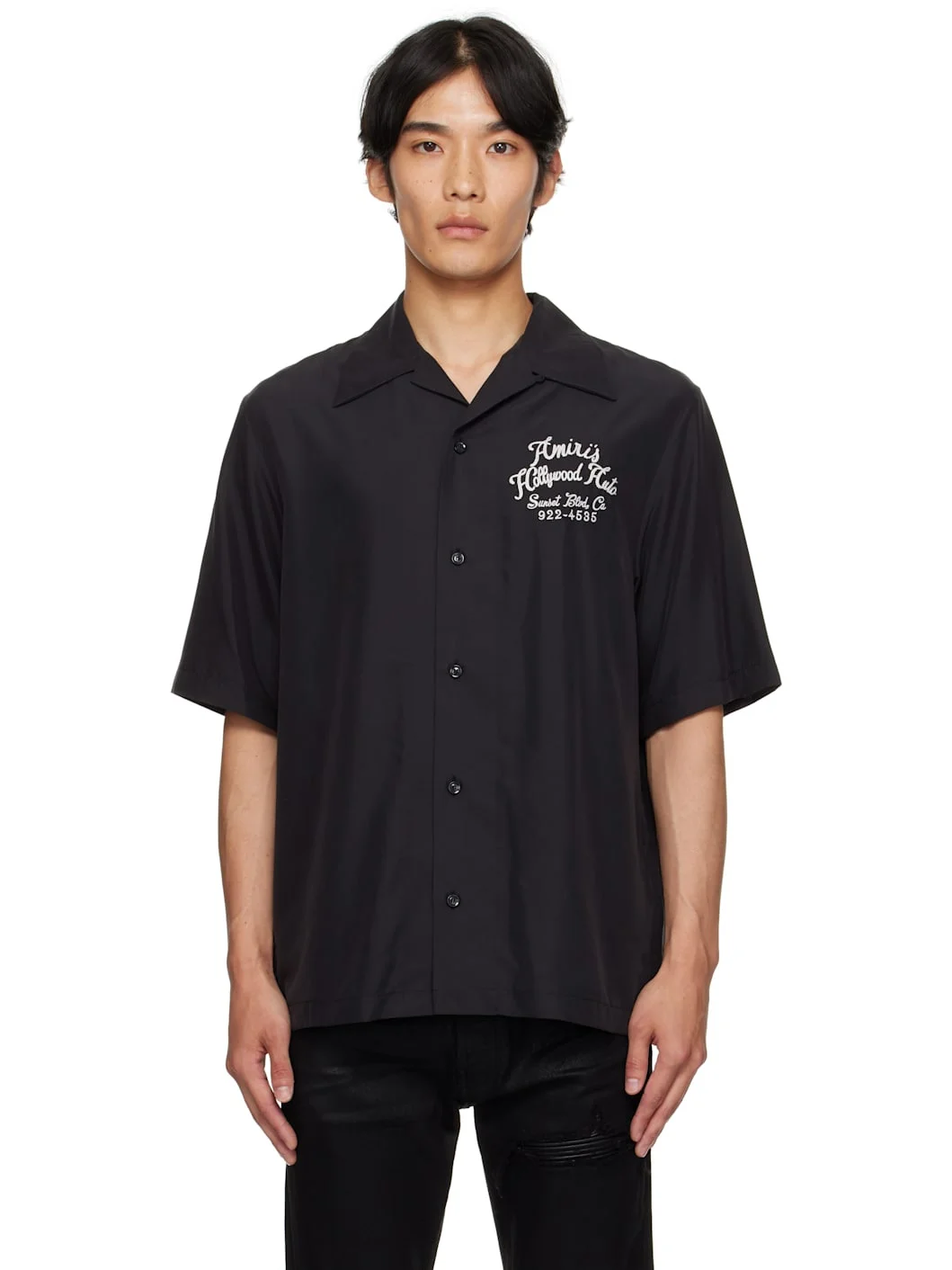 Black 'Hollywood Auto' Bowling Shirt - 1