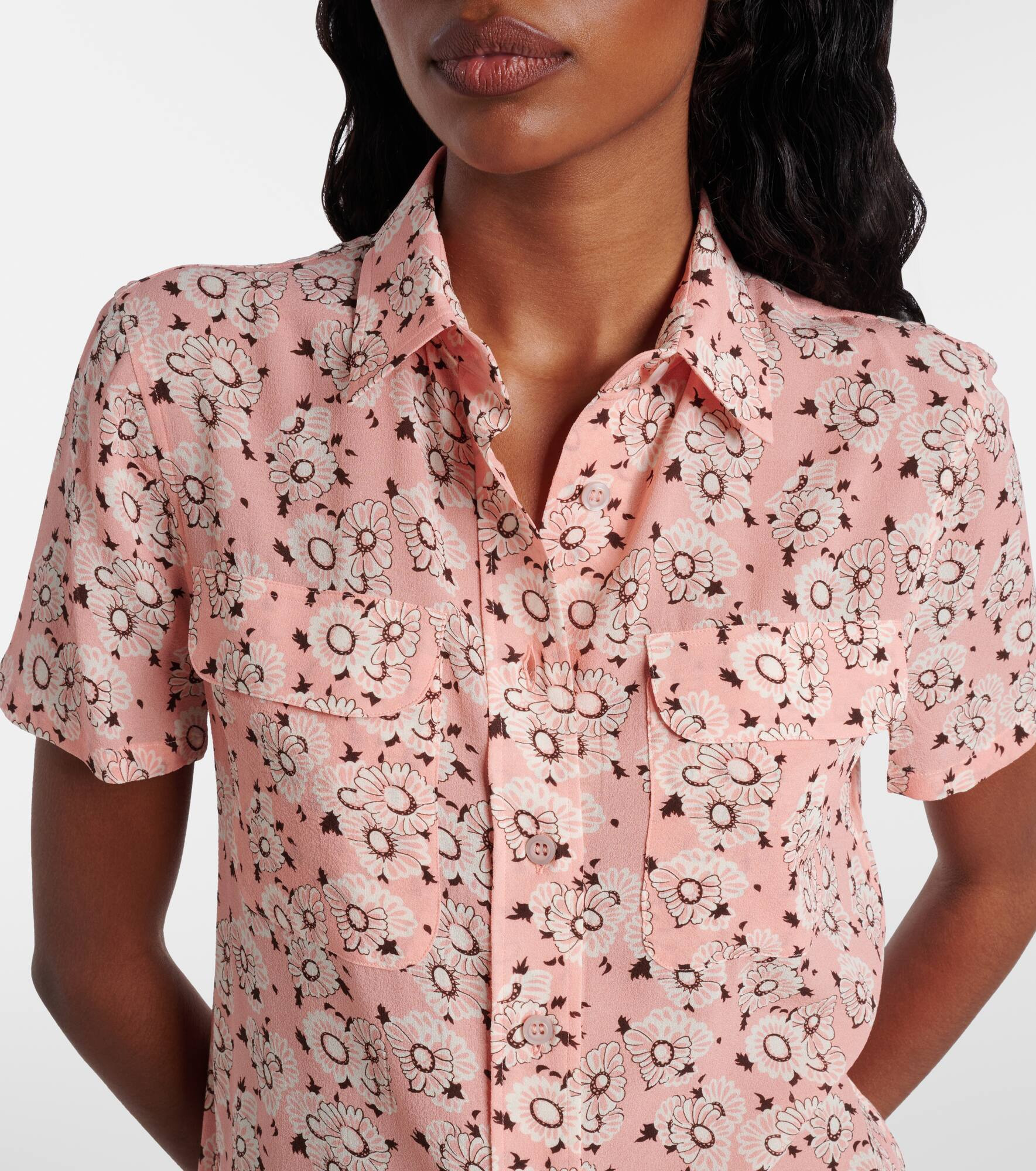 Floral silk-blend shirt - 4