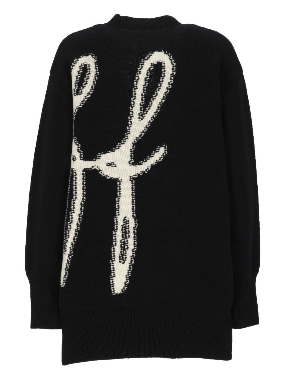 logo-intarsia wool cardigan - 2