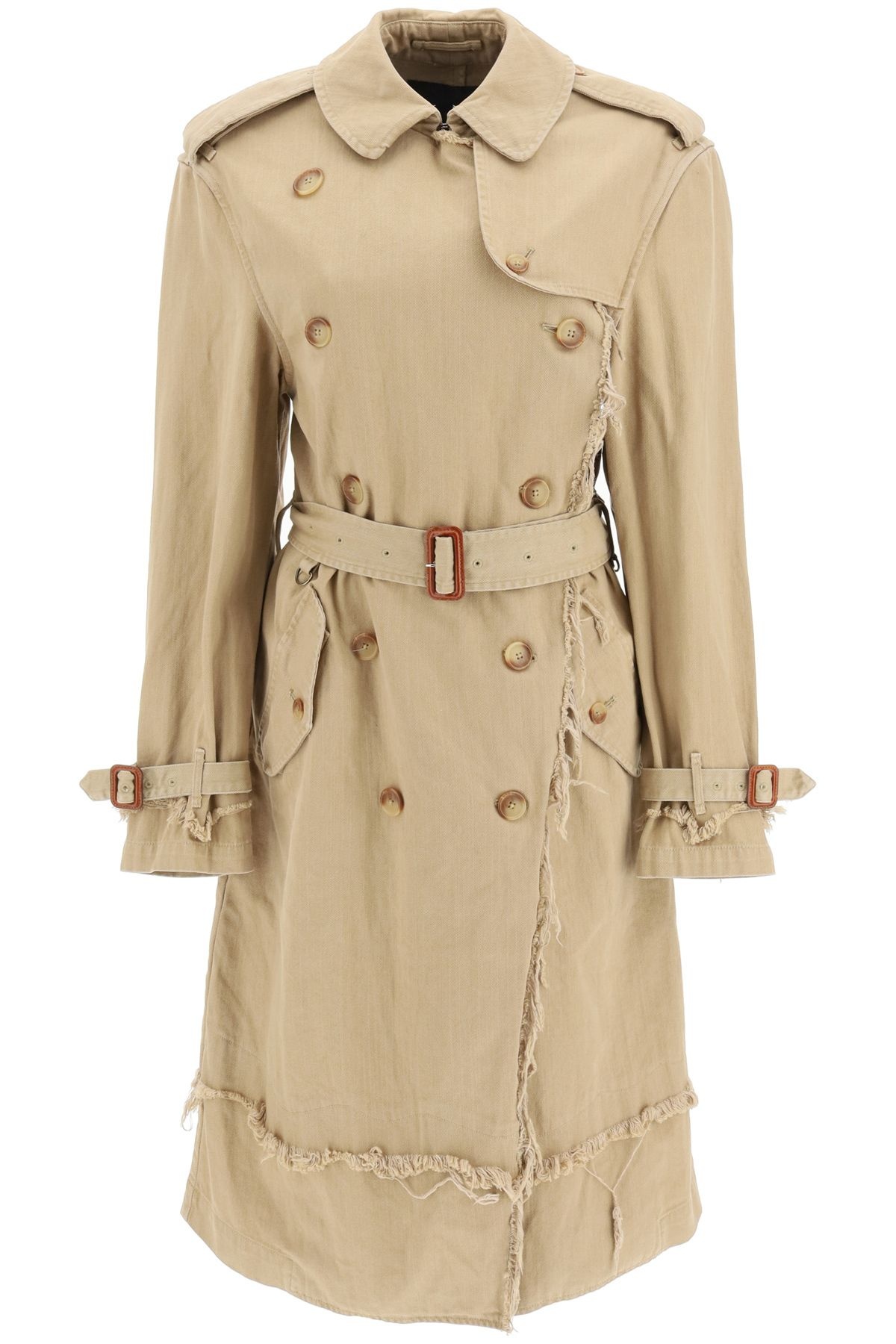 SHREDDED TRENCH COAT WITH FRAYED EDGES - 1