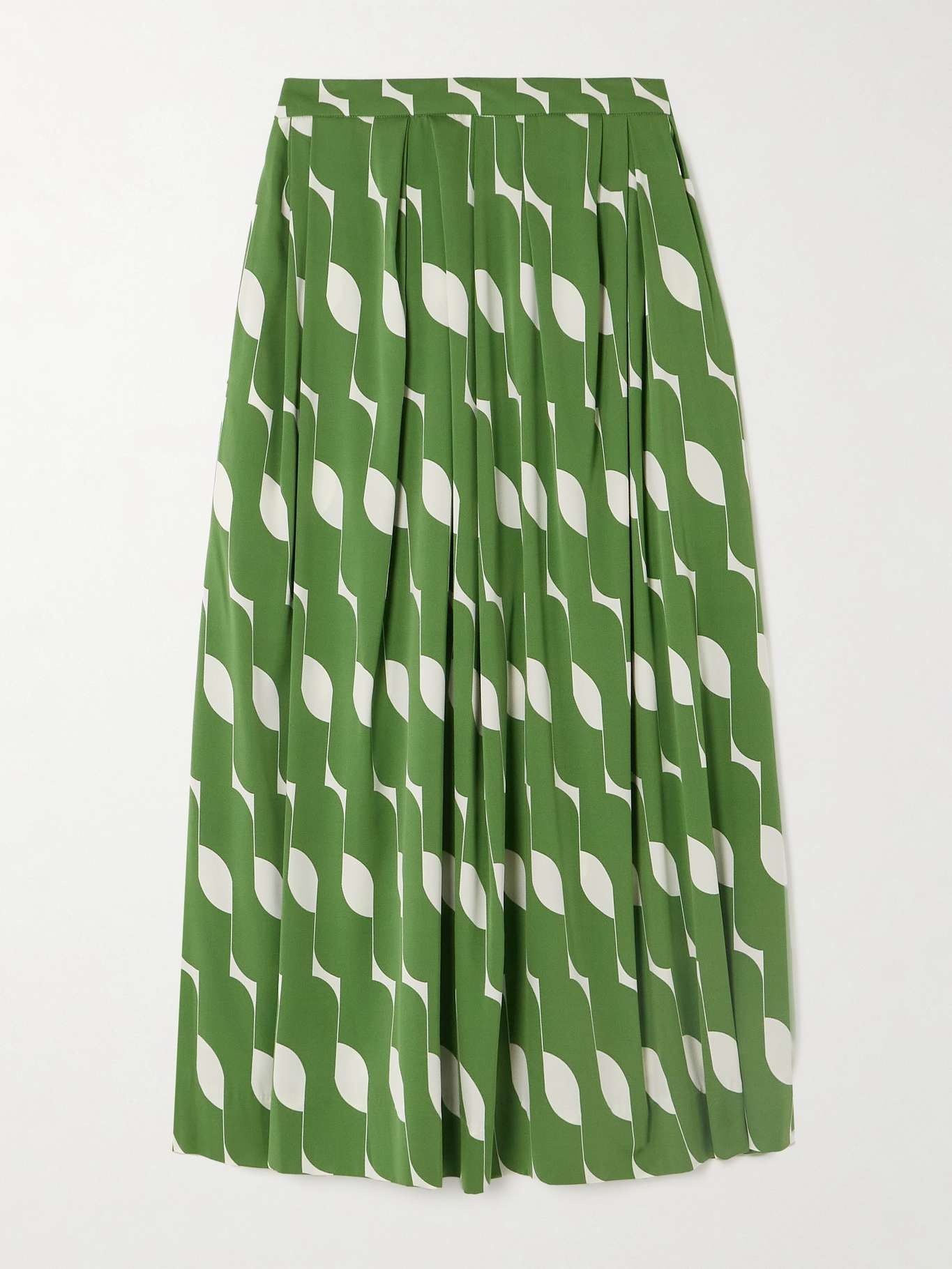 Pleated printed silk-blend midi skirt - 1