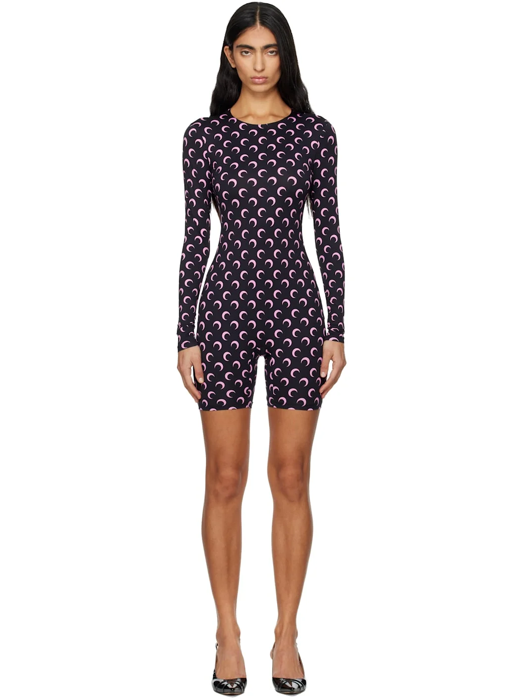 Black Moon Printed Jersey Jumpsuit - 1
