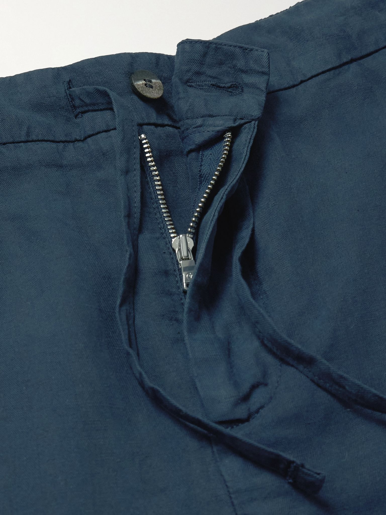 Mendes Straight-Leg Lyocell, Linen and Cotton-Blend Drawstring Trousers Navy - 6