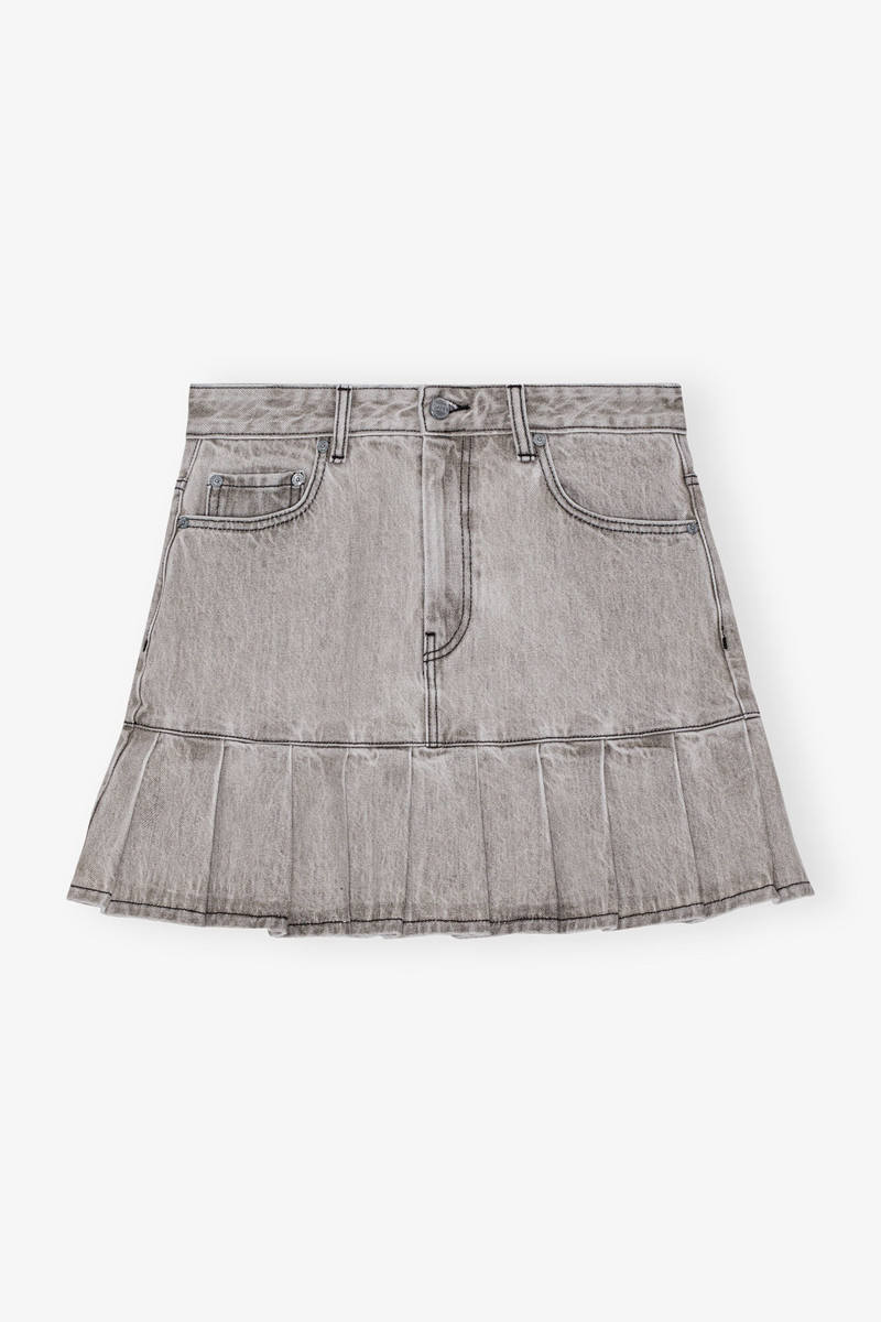 GREY FUTURE DENIM PLEATED MINI SKIRT 1