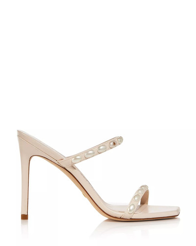 Stuart Weitzman Women's Aleena Pearlita 100 Square Toe Embellished High Heel Sandals outlook