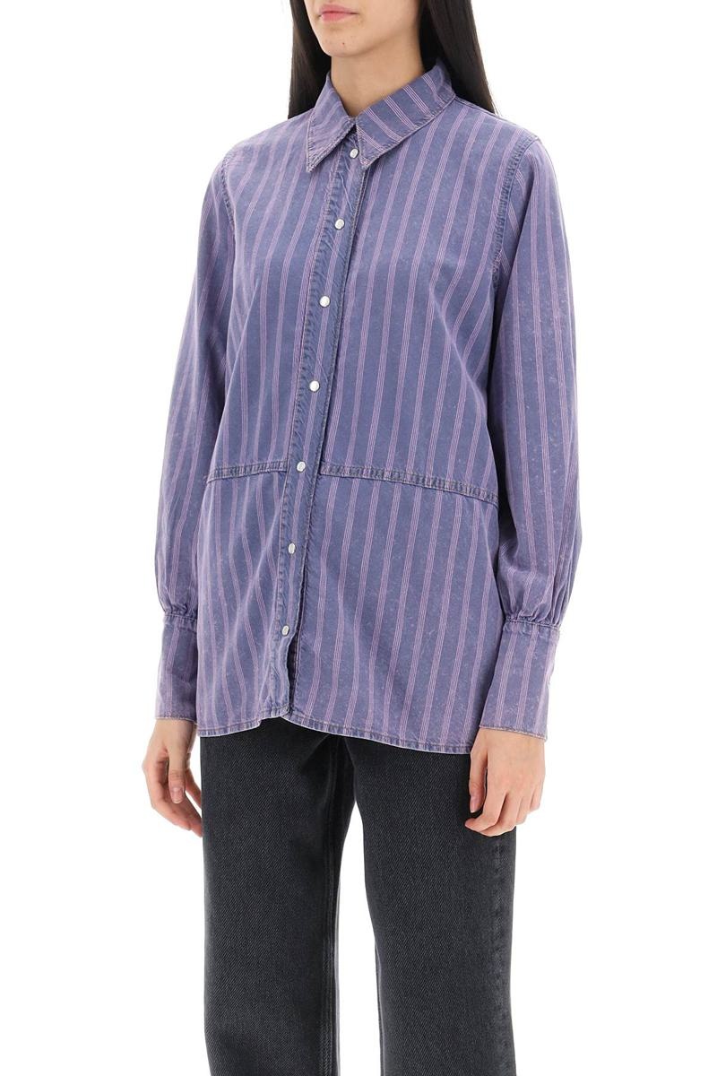 GANNI STRIPED DENIM SHIRT - 4