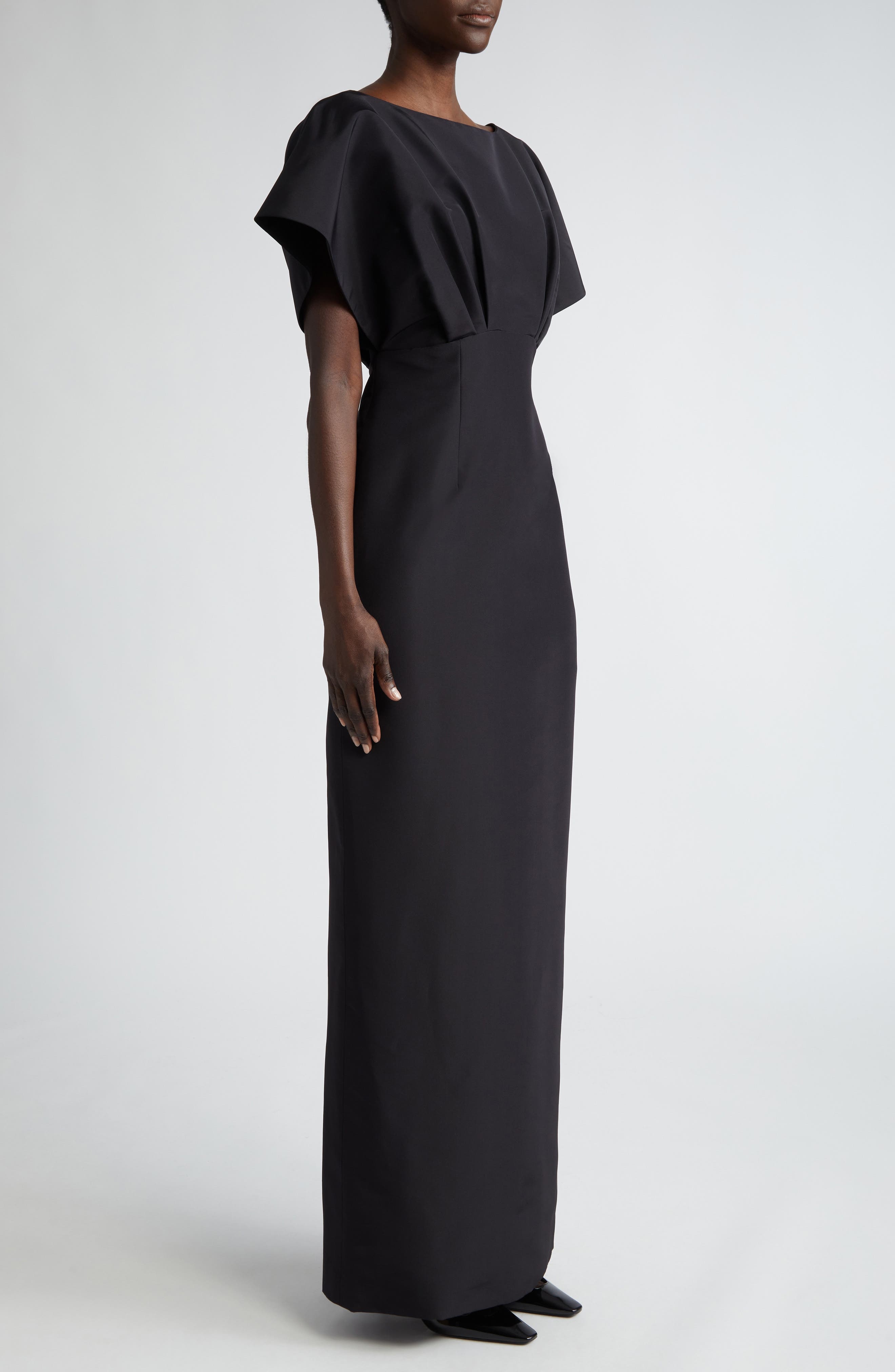 Carolina Herrera Fan Bodice Silk Faille Column Gown in Black at Nordstrom - 3