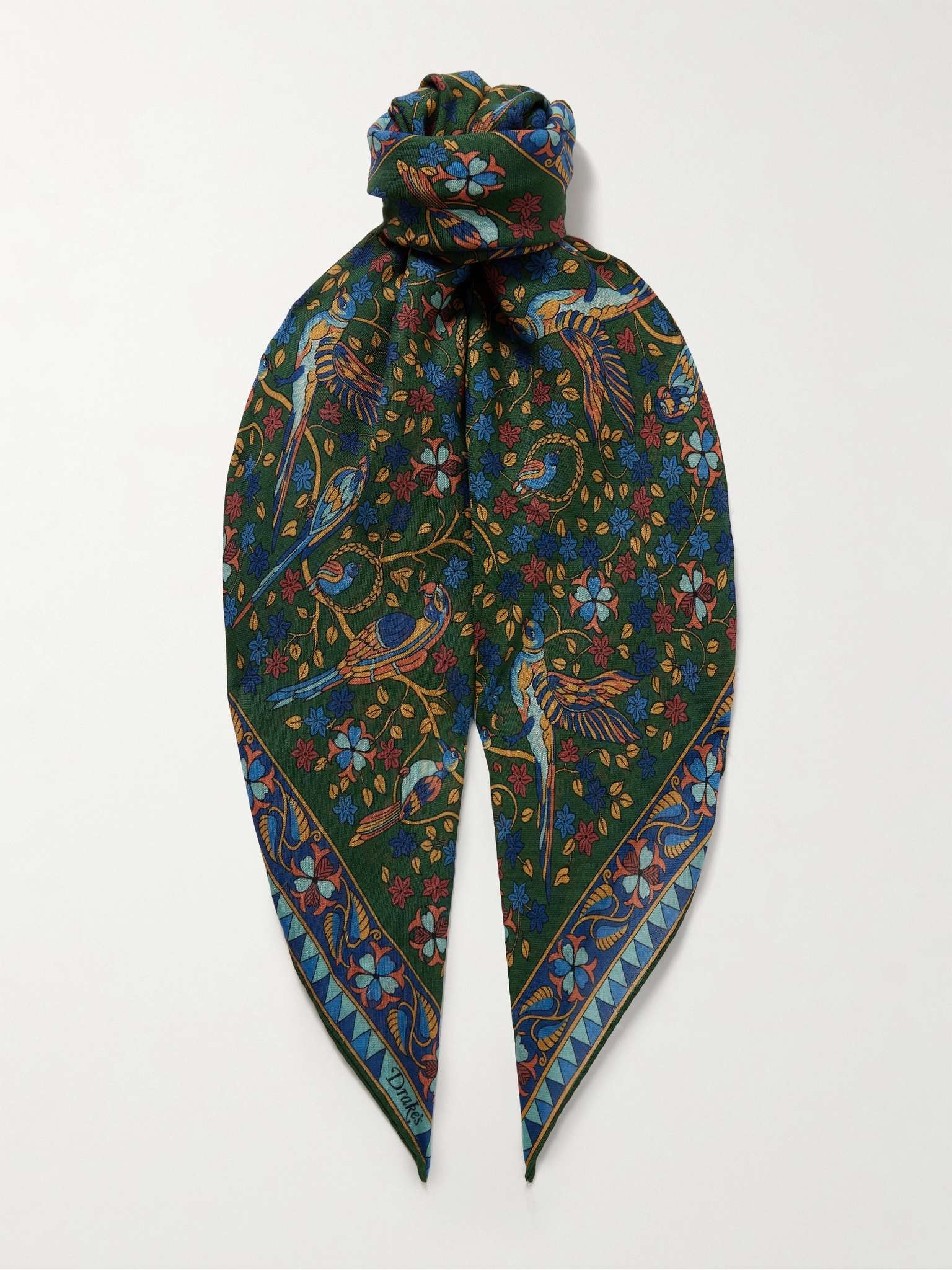 Parrots Printed Wool and Silk-Blend Scarf - 1