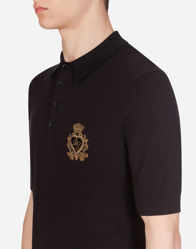 Polo shirt in silk and cotton with patch - 4