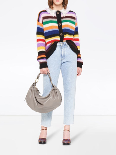 Miu Miu lace collar striped cardigan outlook