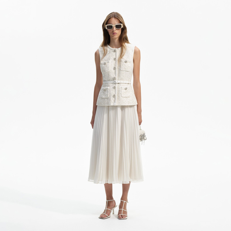 self portrait tailored midi dress Self-Portrait Tailored Contrast Chiffon Midi Dress