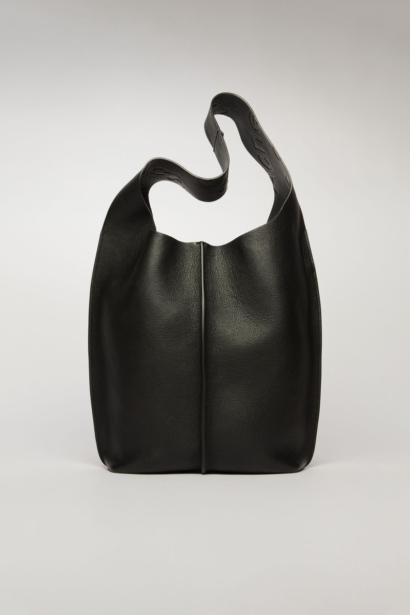 Grain leather tote bag black 1