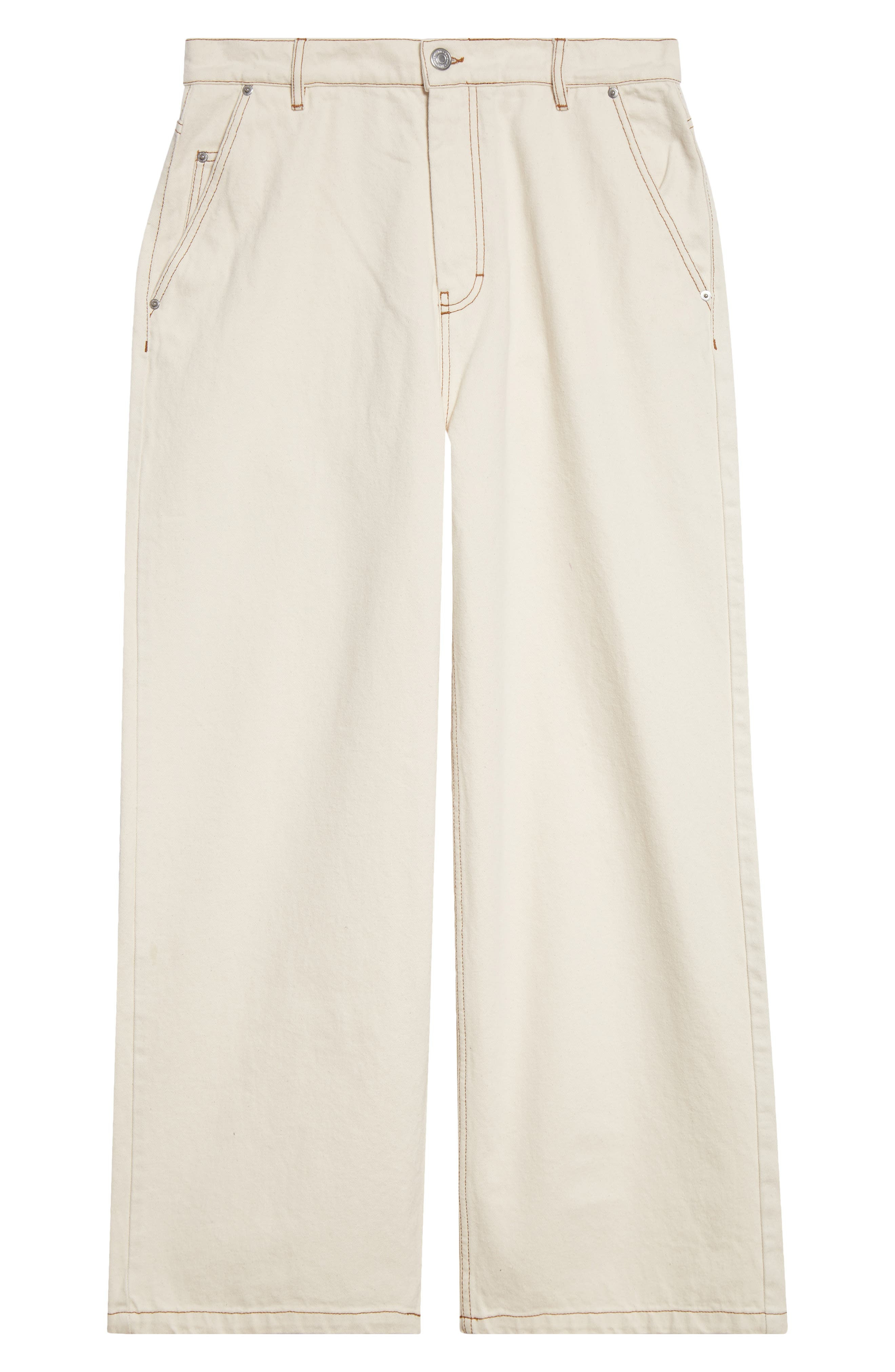 AMI PARIS Wide Leg Jeans in 136 White Cream at Nordstrom - 6