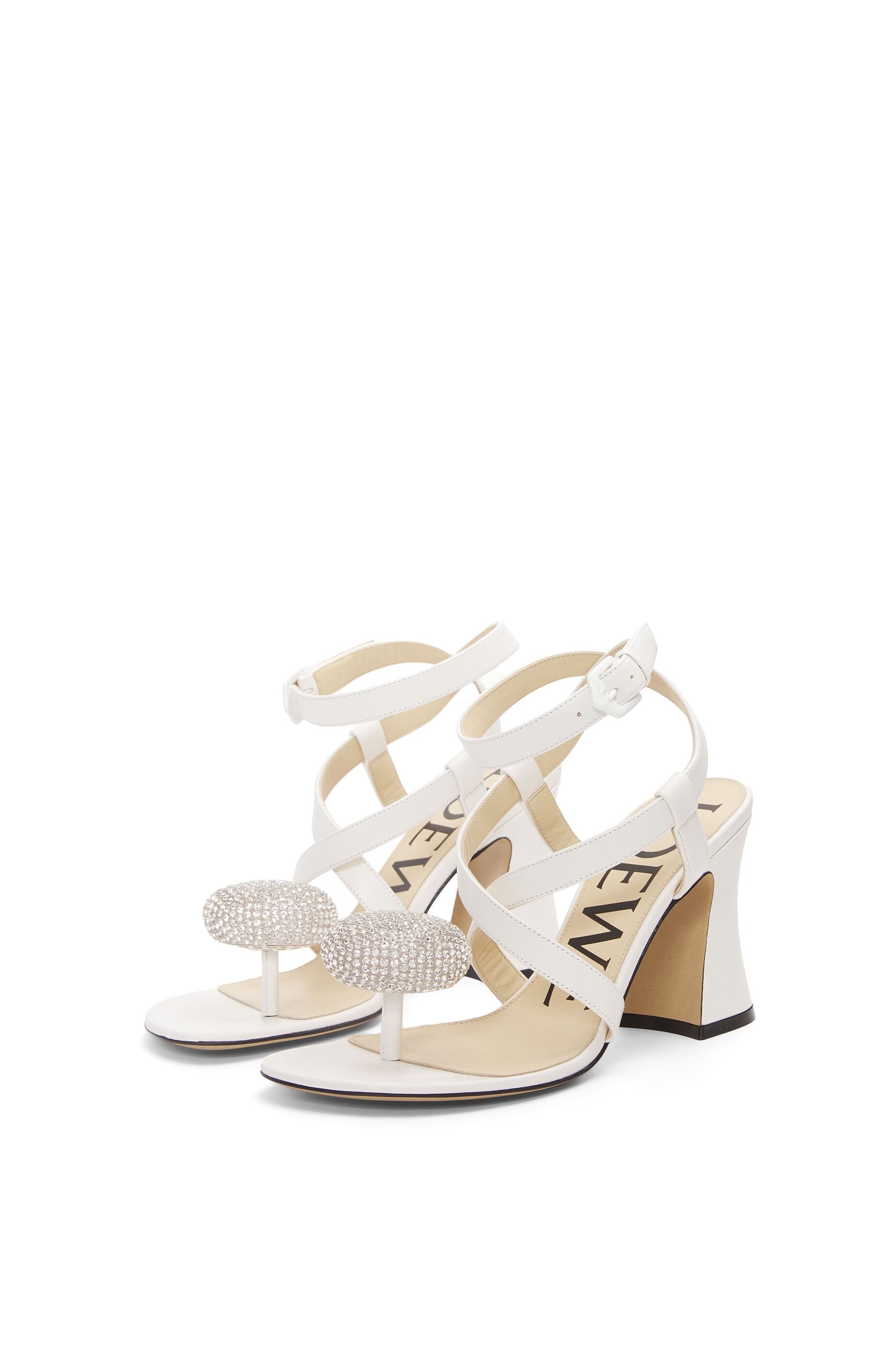 【LOEWE直営】セール！CALLE ペブル サインダル Loewe Calle Pebble sandal in lambskin and rhinestones