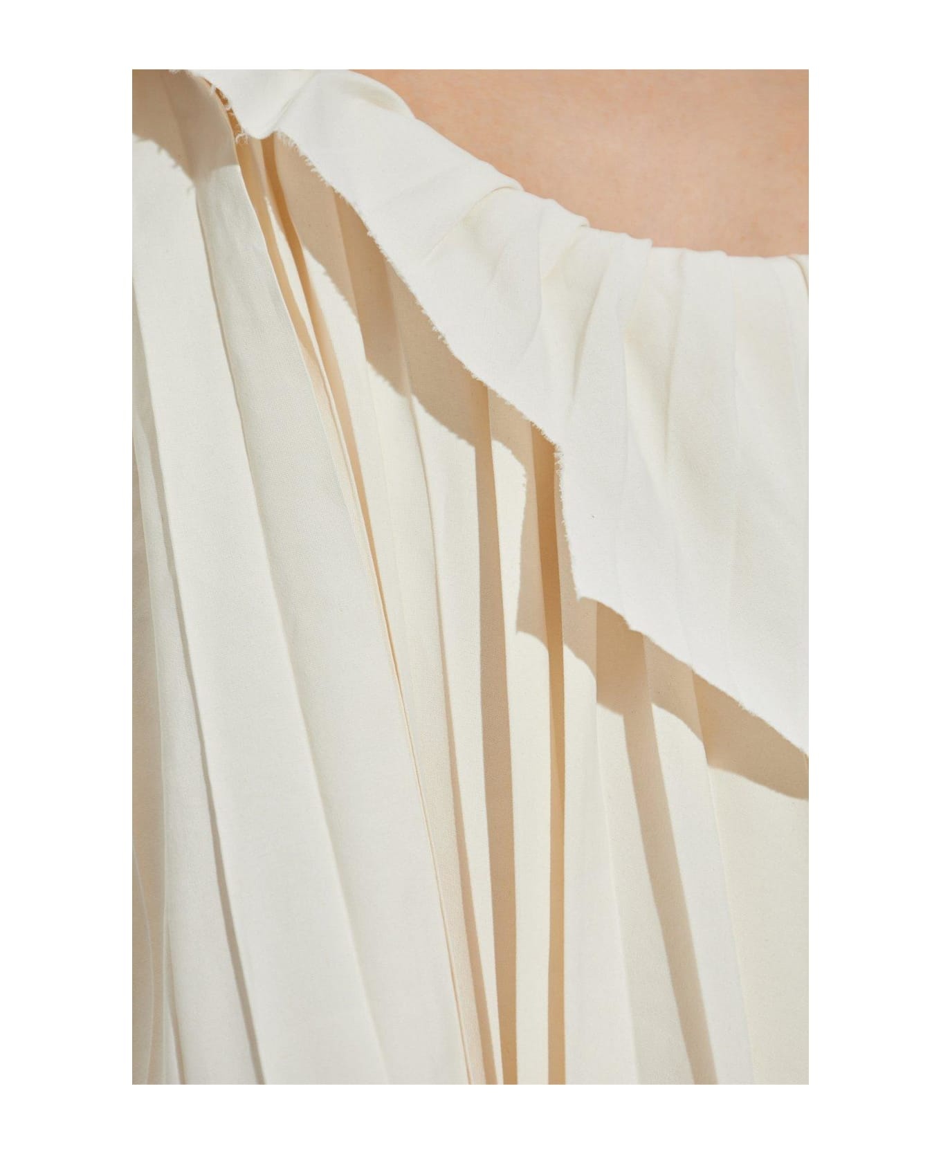 Pleated Off-shoulder Dress - 4