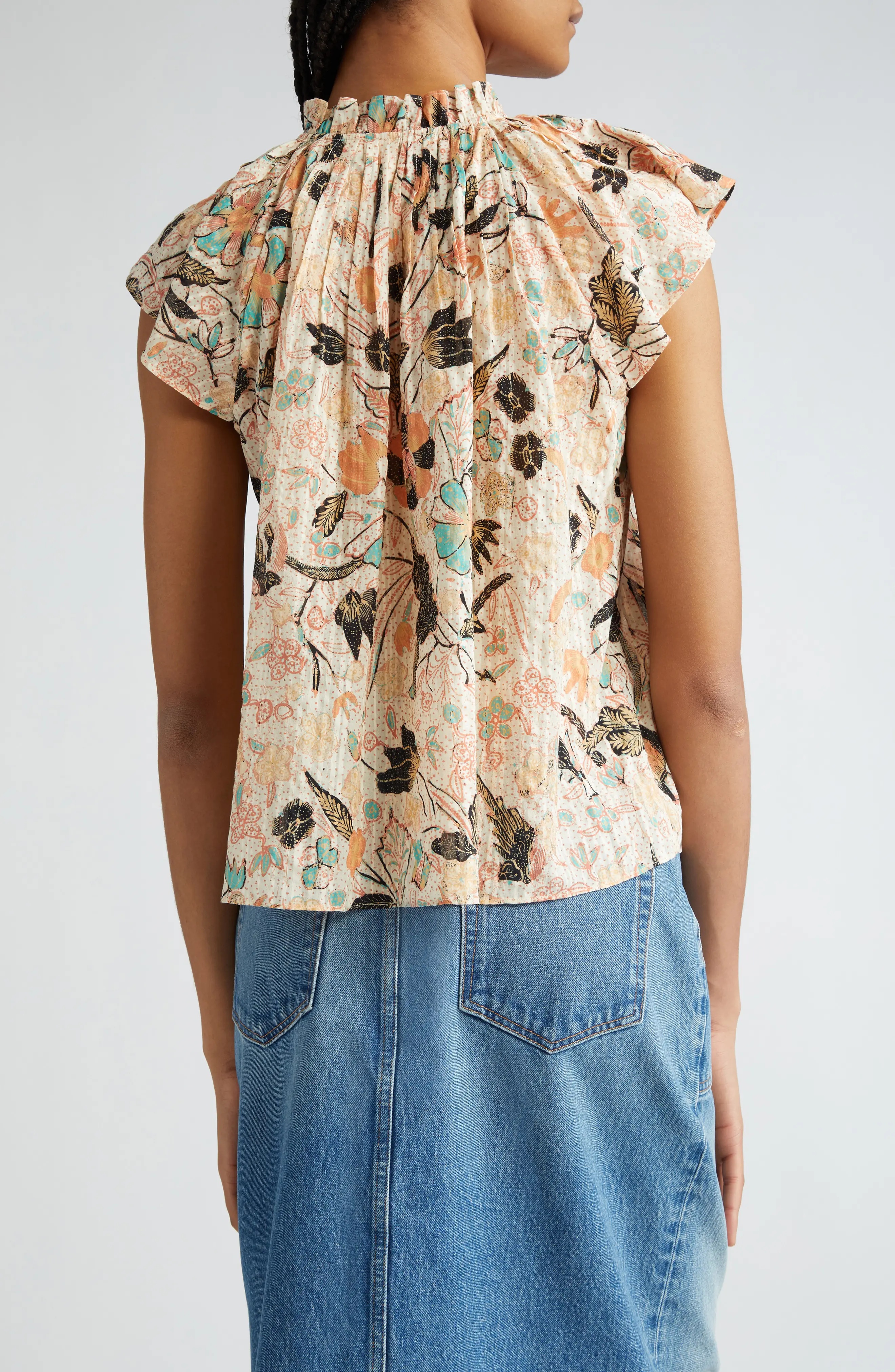 Cleo Floral Print Tie Neck Top - 3