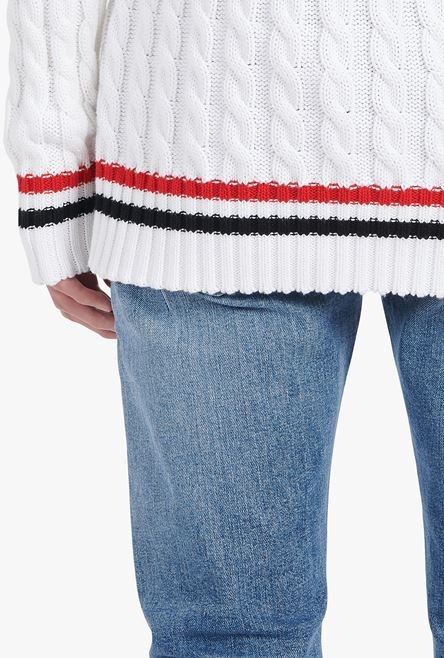 White cotton turtleneck with Balmain badge - 8