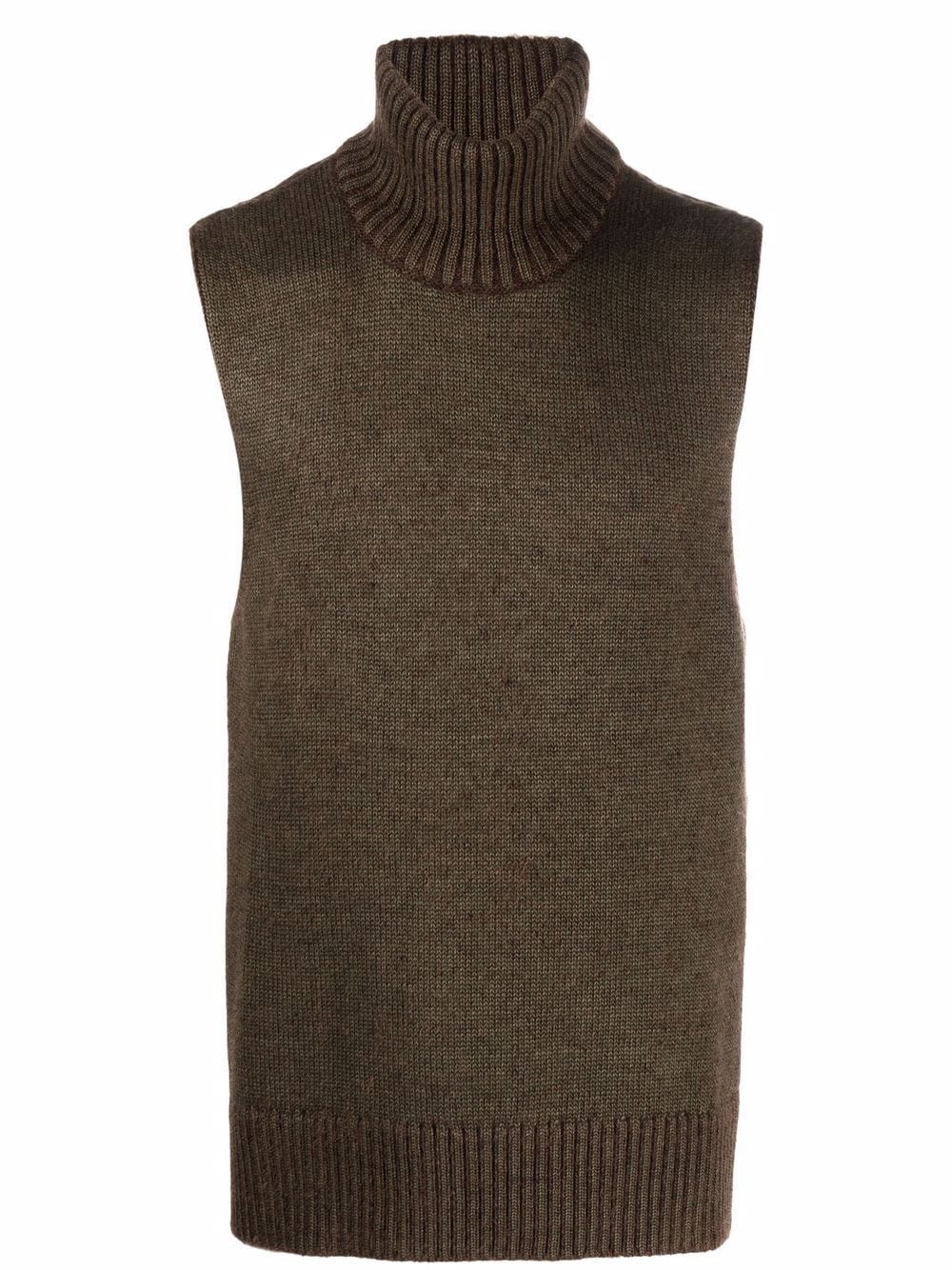 roll neck knitted vest - 1