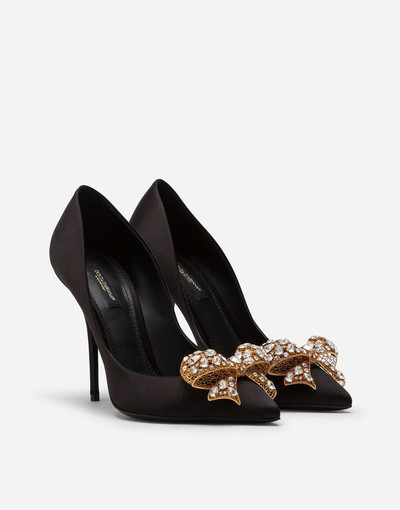 Dolce & Gabbana Satin pumps with bejeweled embellishment outlook