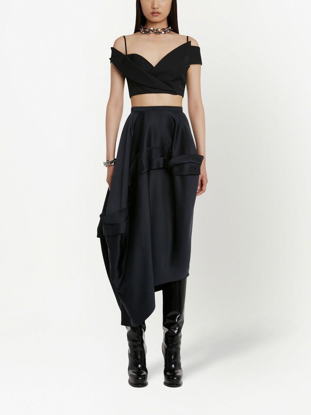 Trompe L'oeil tailored crop top - 2