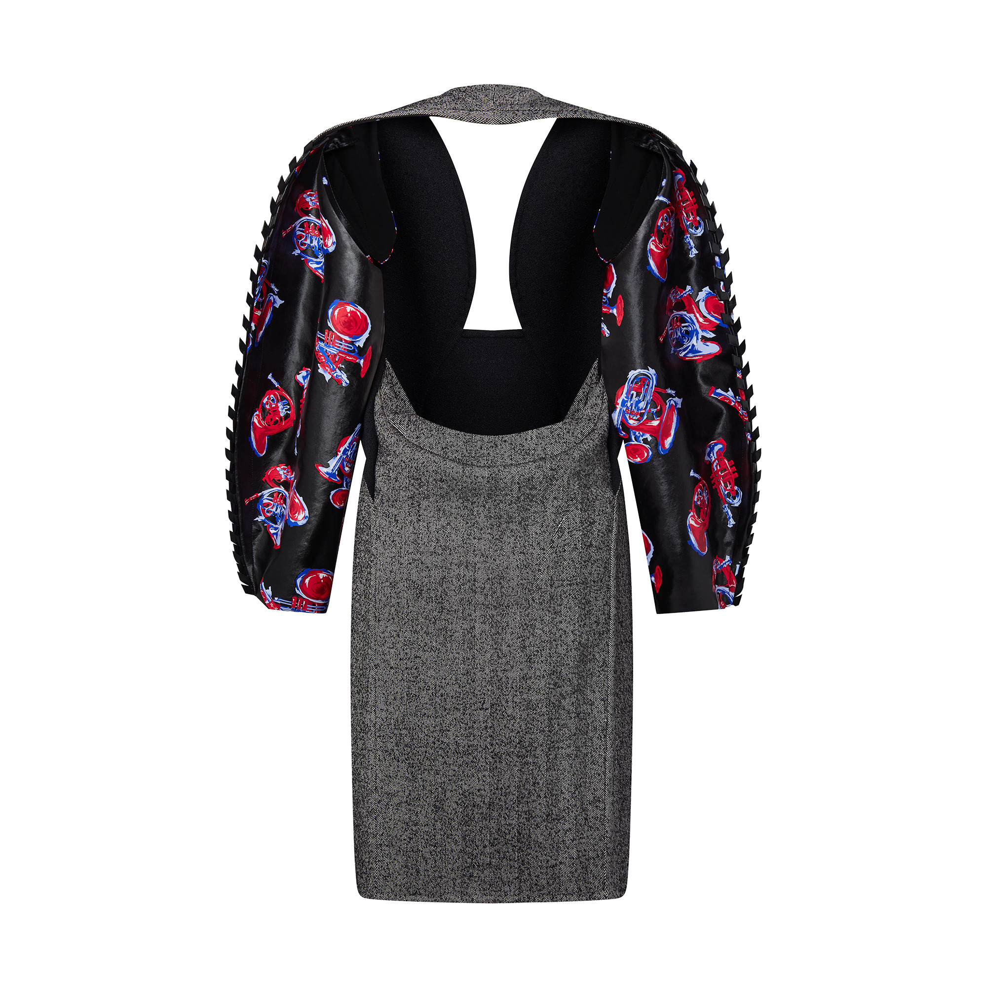 Trumpet Print Sleeve Hourglass Dress - 3