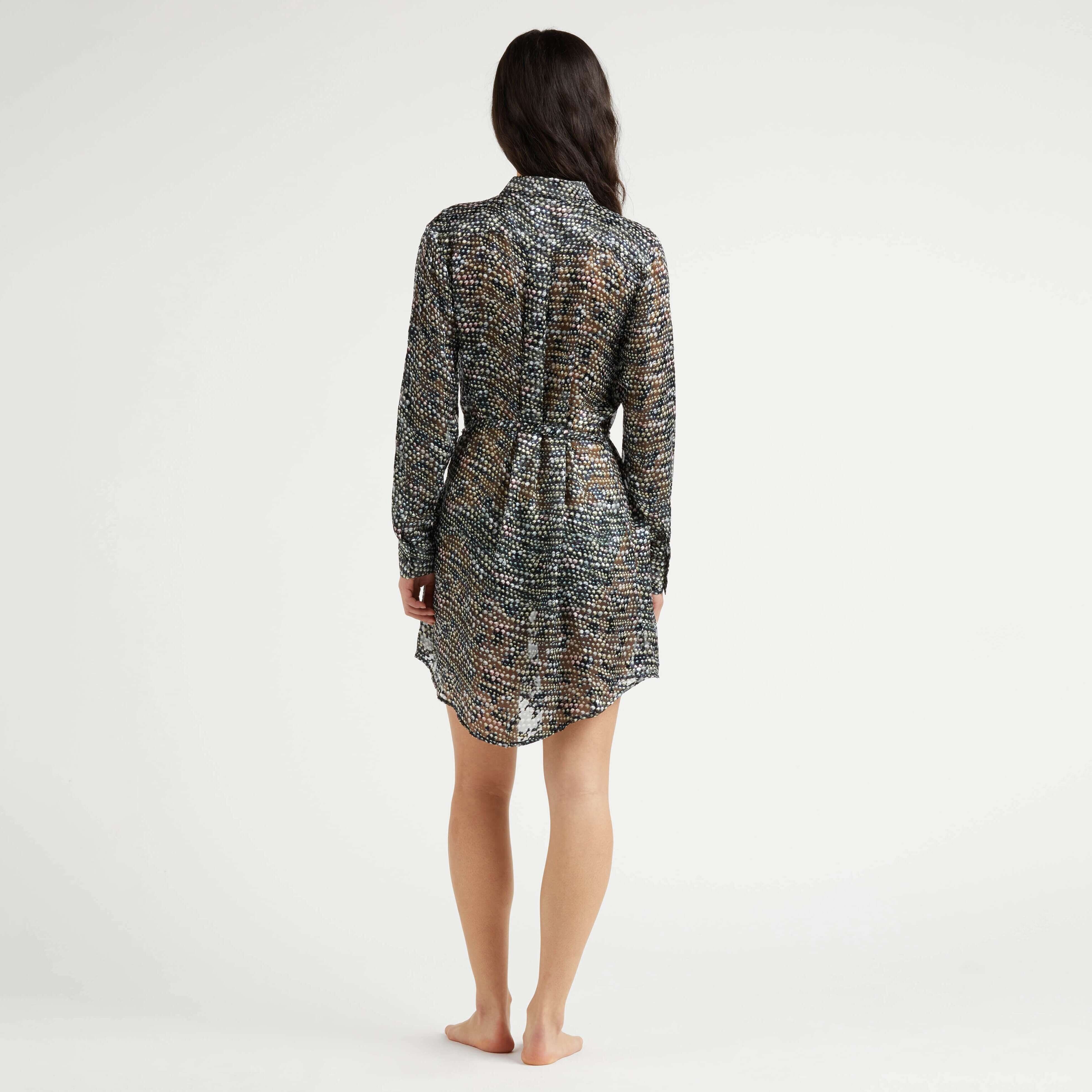 Women Silk Shirt Dress Pearl - 4