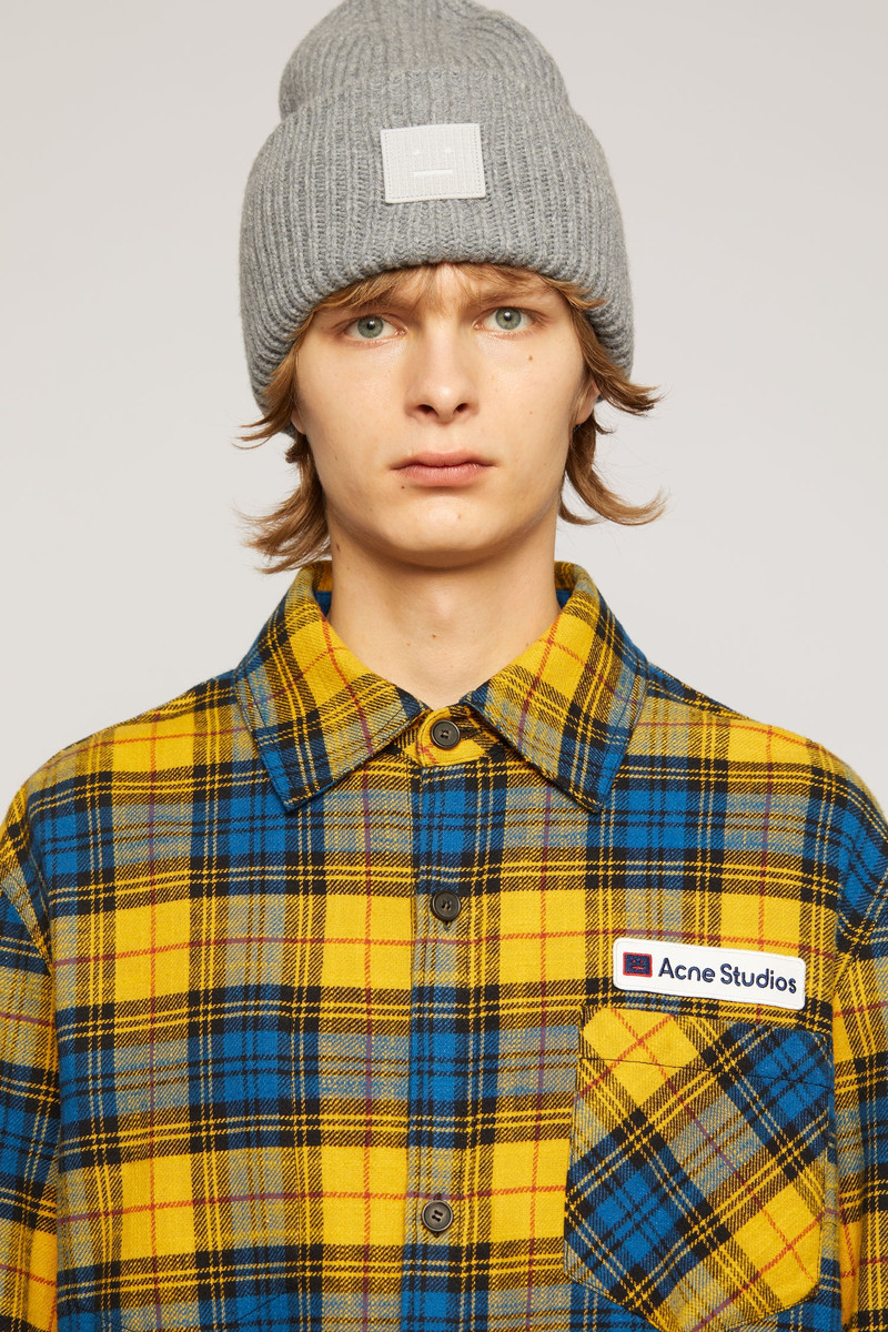 Rib knit beanie hat grey melange 5